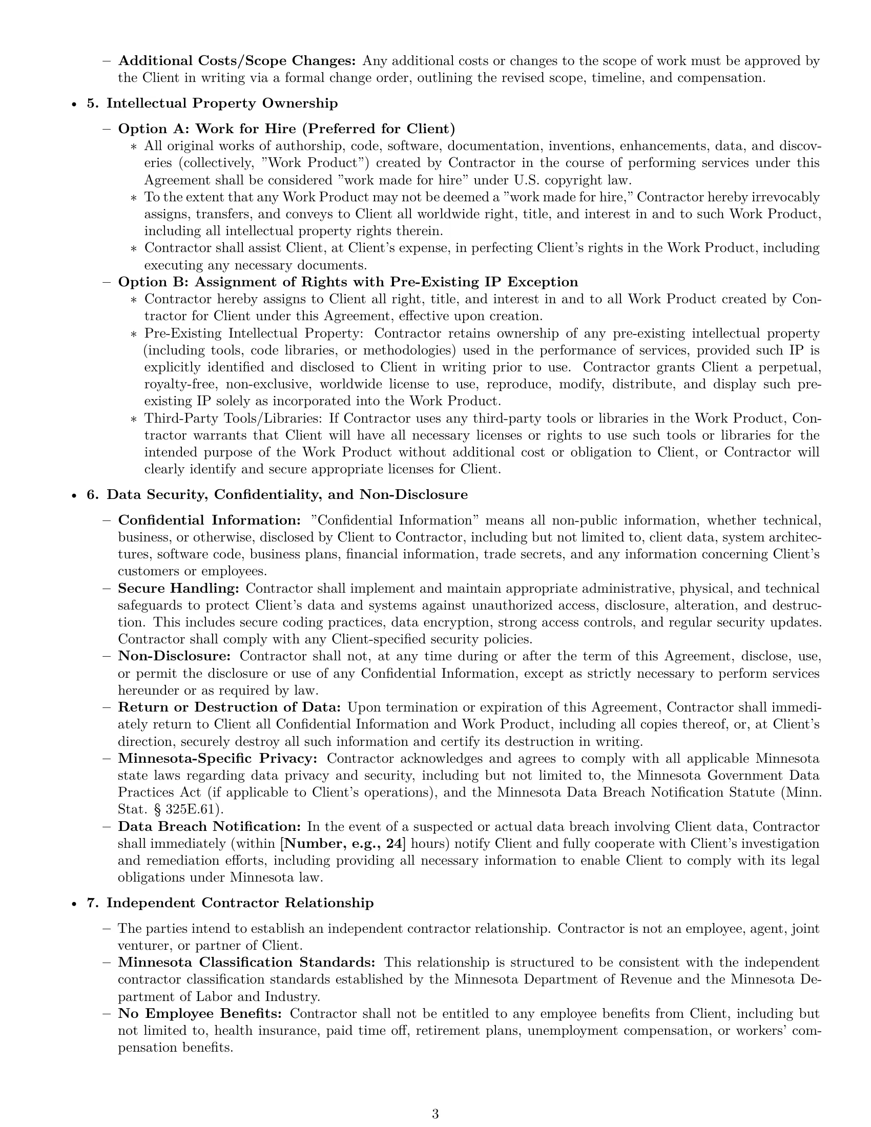 Preview page 3 of Pro Minnesota IT independent contractor agreement template
