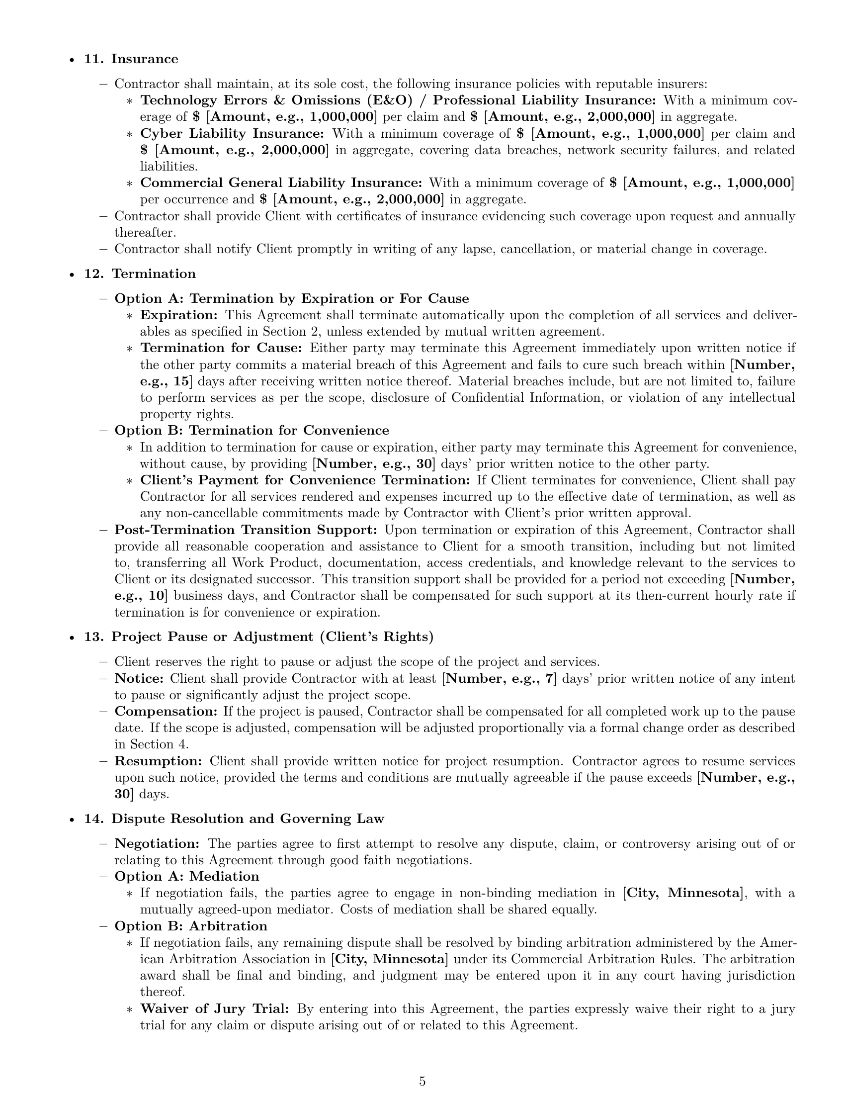 Preview page 5 of Pro Minnesota IT independent contractor agreement template