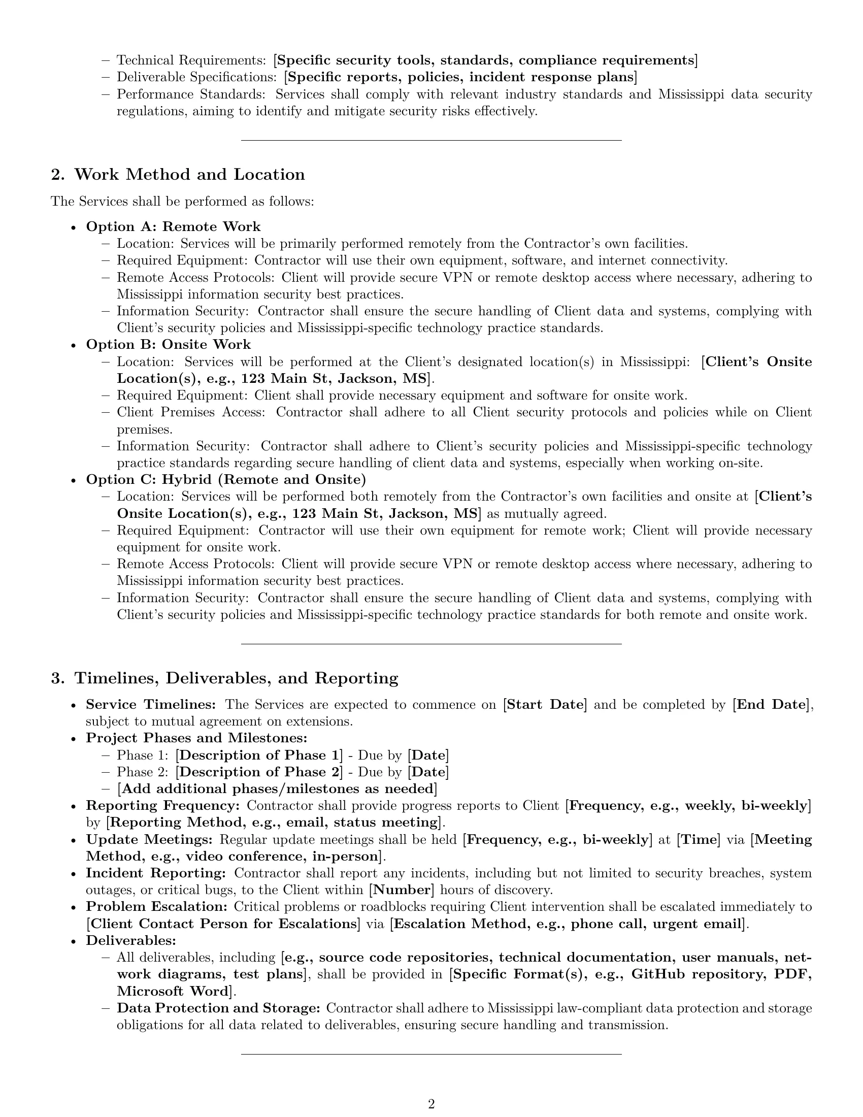 Preview page 2 of Pro Mississippi IT independent contractor agreement template