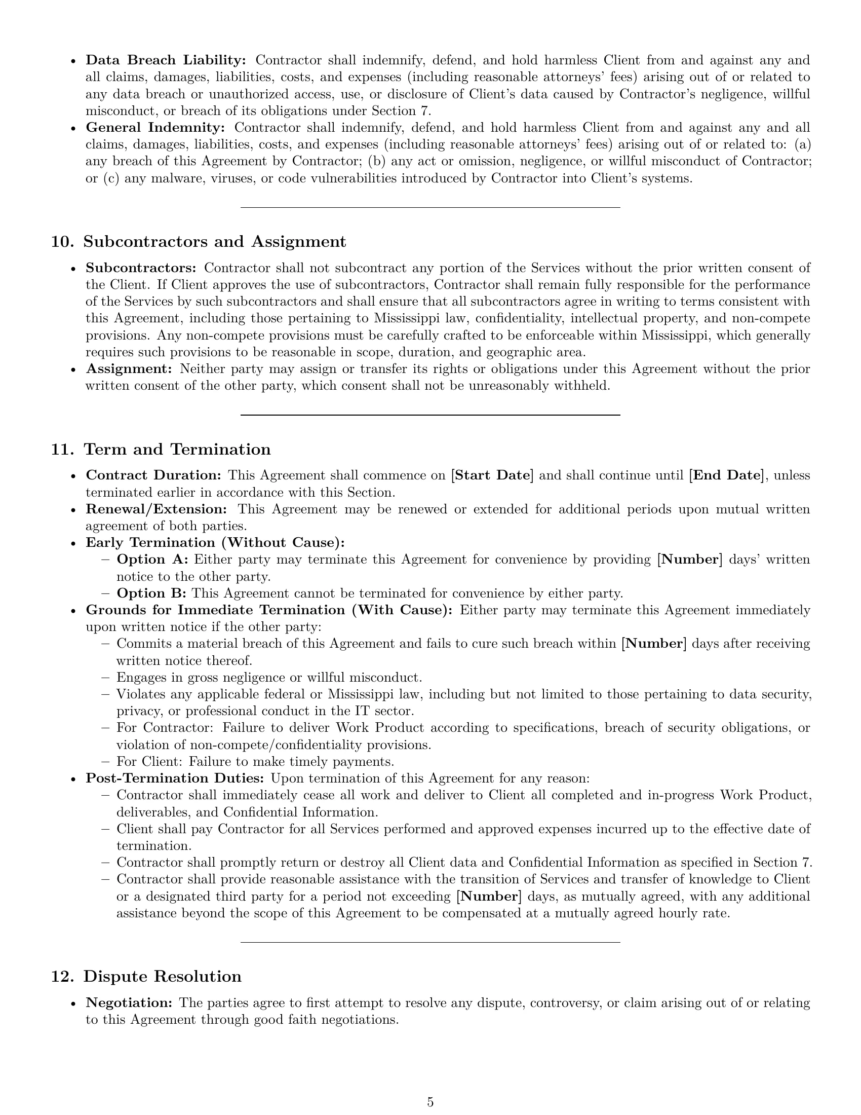 Preview page 5 of Pro Mississippi IT independent contractor agreement template