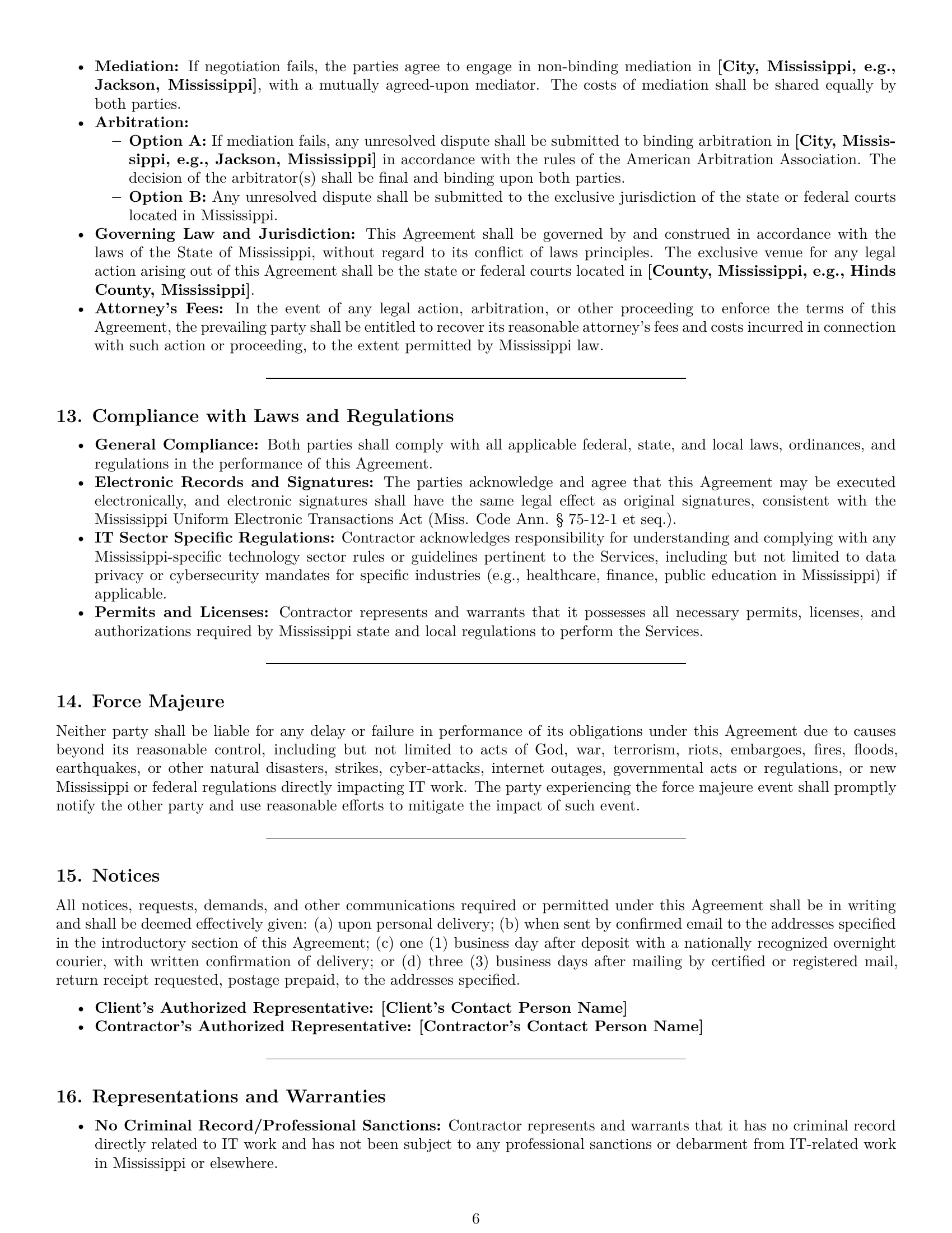 Preview page 6 of Pro Mississippi IT independent contractor agreement template