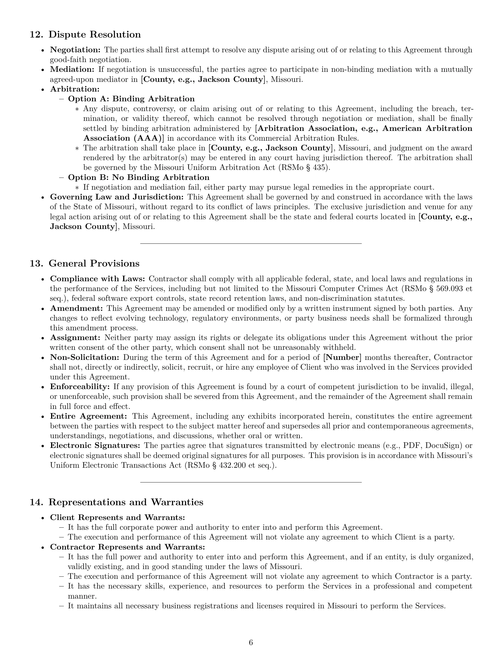 Preview page 6 of Pro Missouri IT independent contractor agreement template