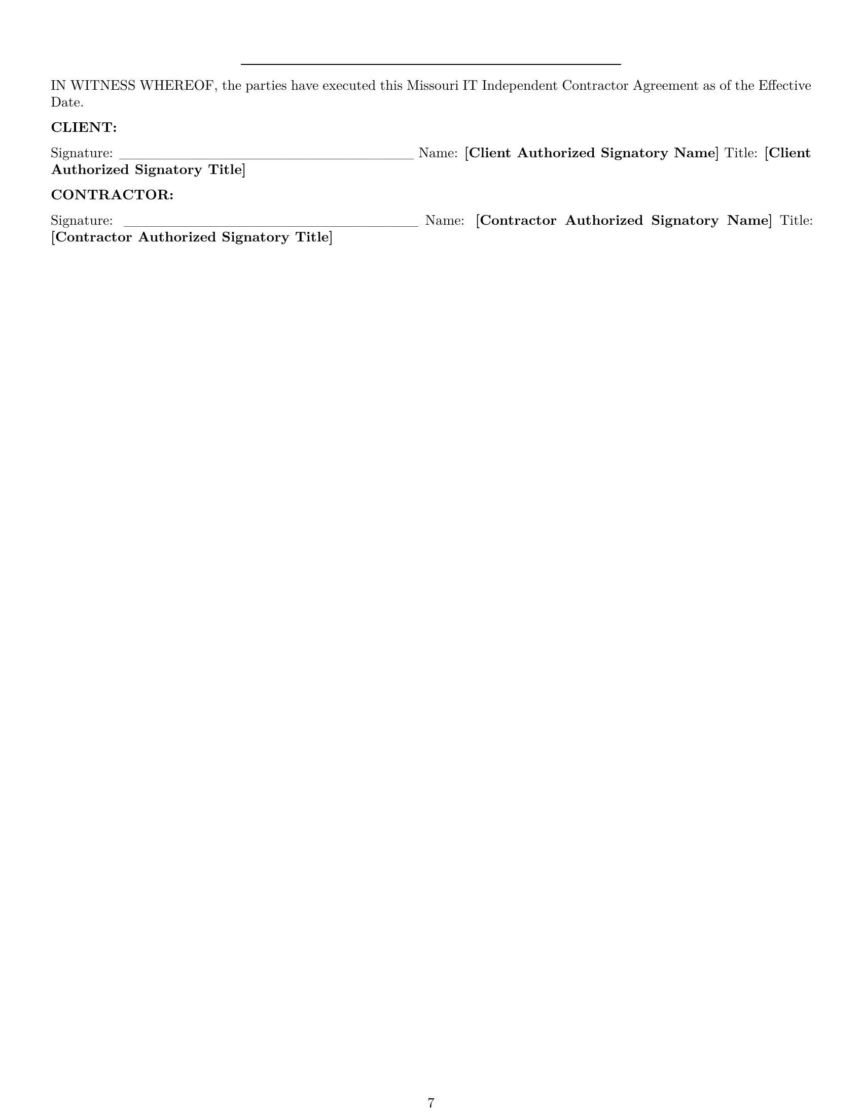 Preview page 7 of Pro Missouri IT independent contractor agreement template