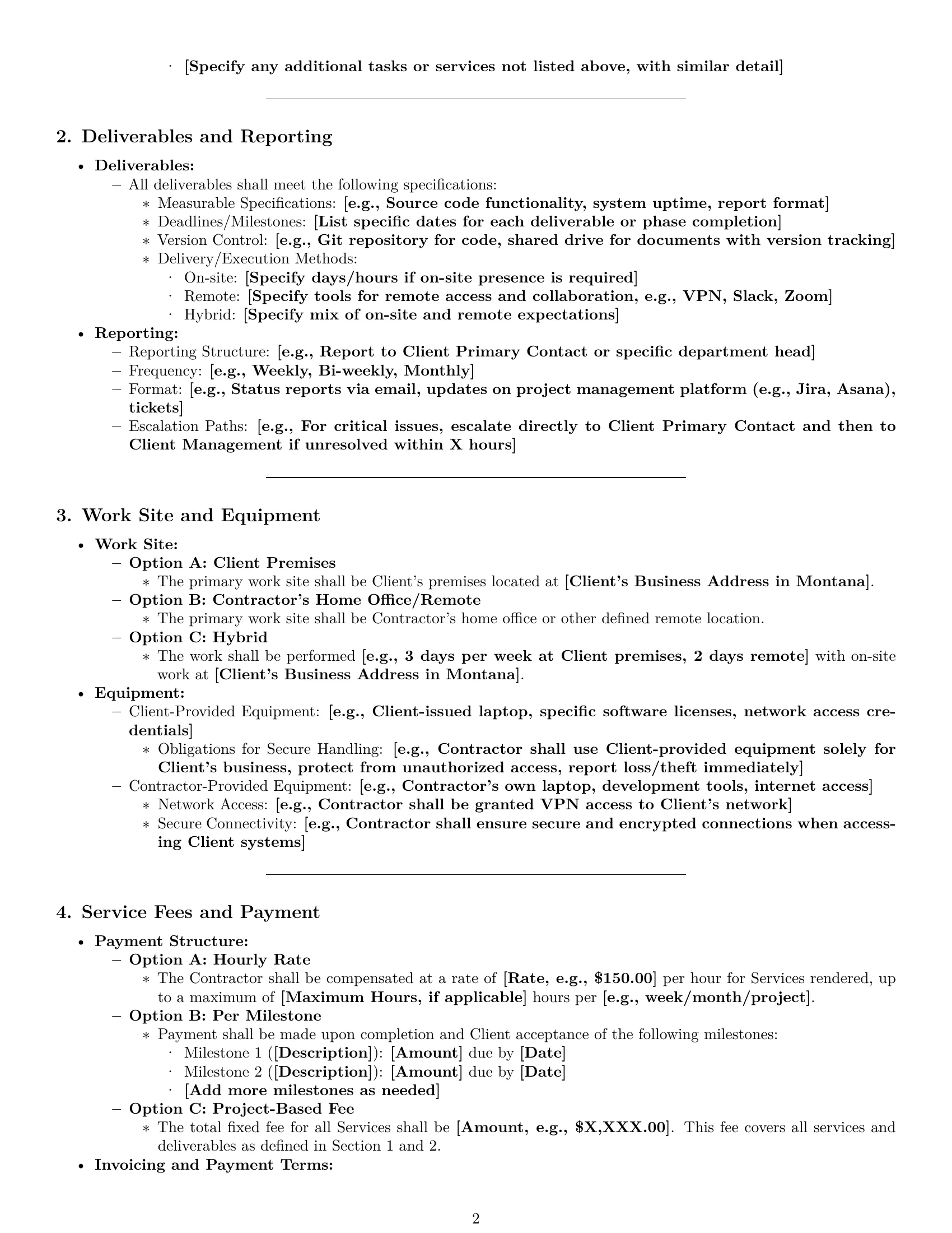Preview page 2 of Pro Montana IT independent contractor agreement template