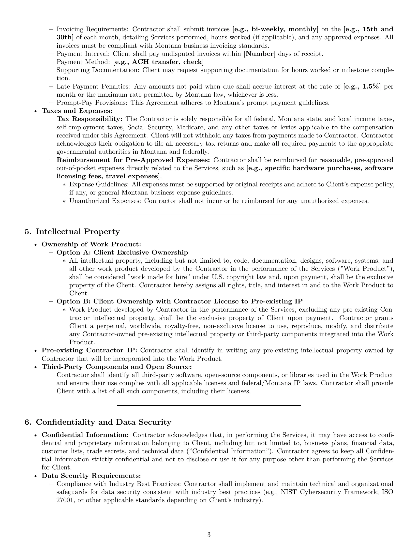 Preview page 3 of Pro Montana IT independent contractor agreement template