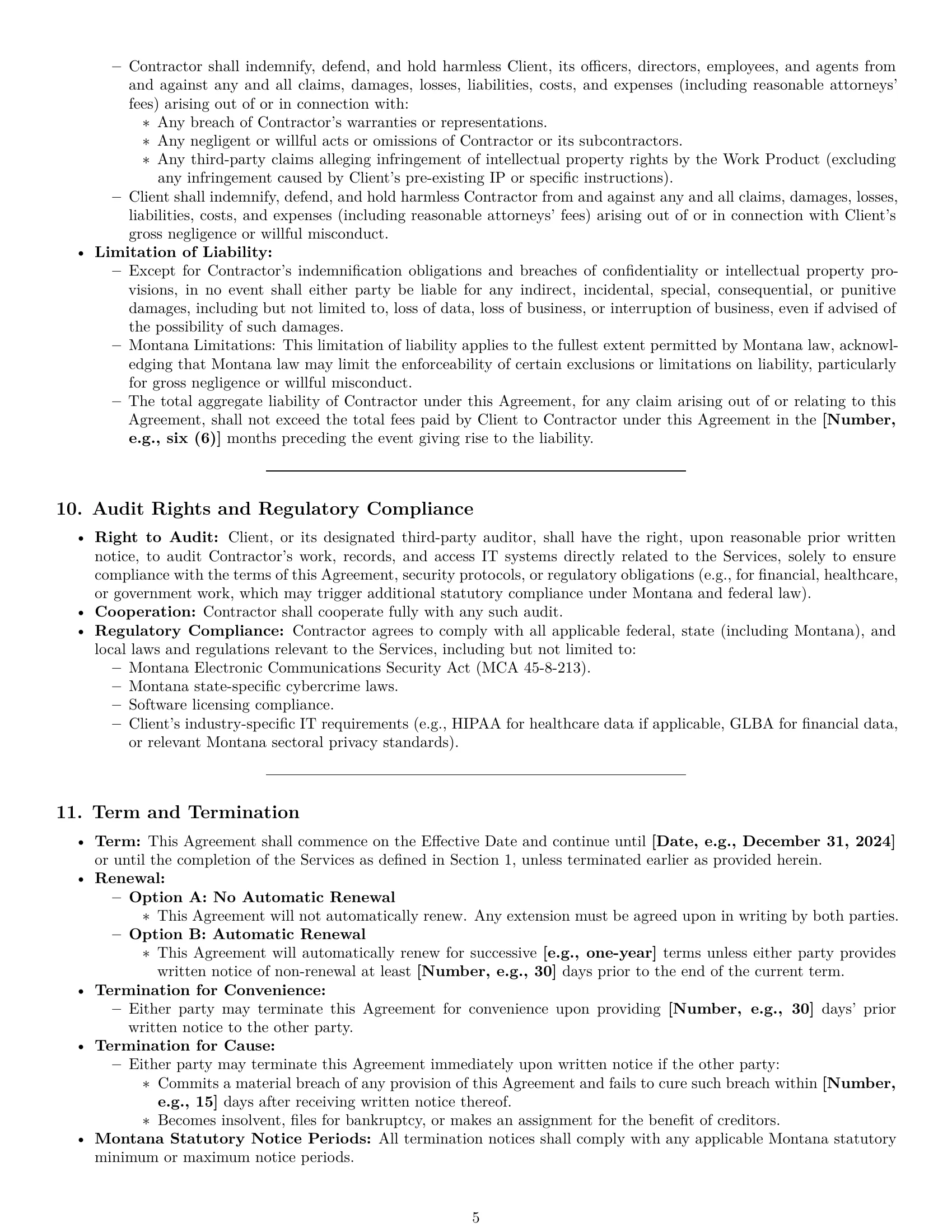 Preview page 5 of Pro Montana IT independent contractor agreement template