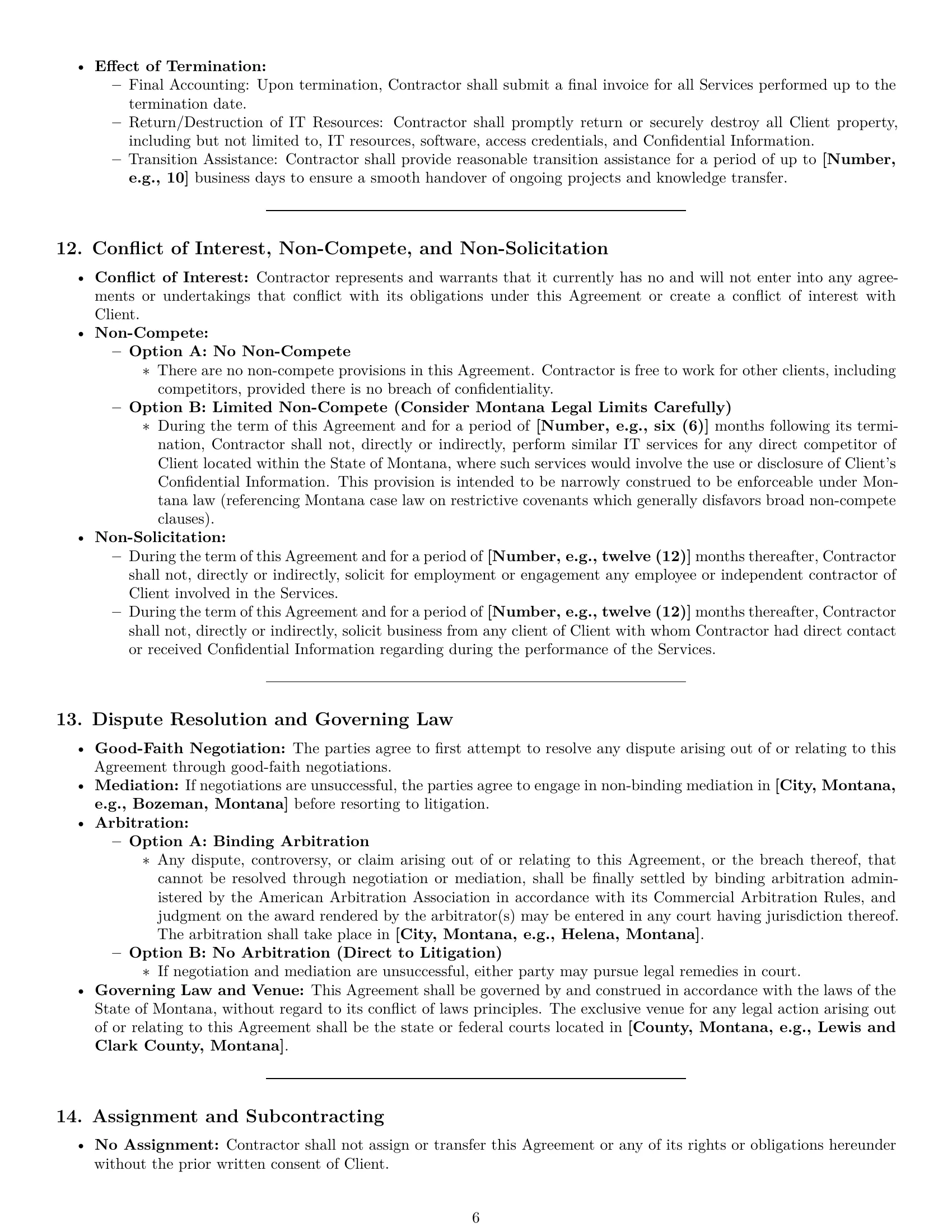 Preview page 6 of Pro Montana IT independent contractor agreement template