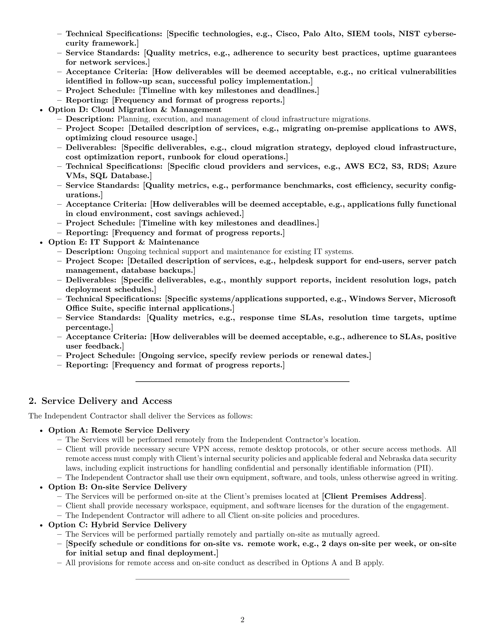 Preview page 2 of Pro Nebraska IT independent contractor agreement template