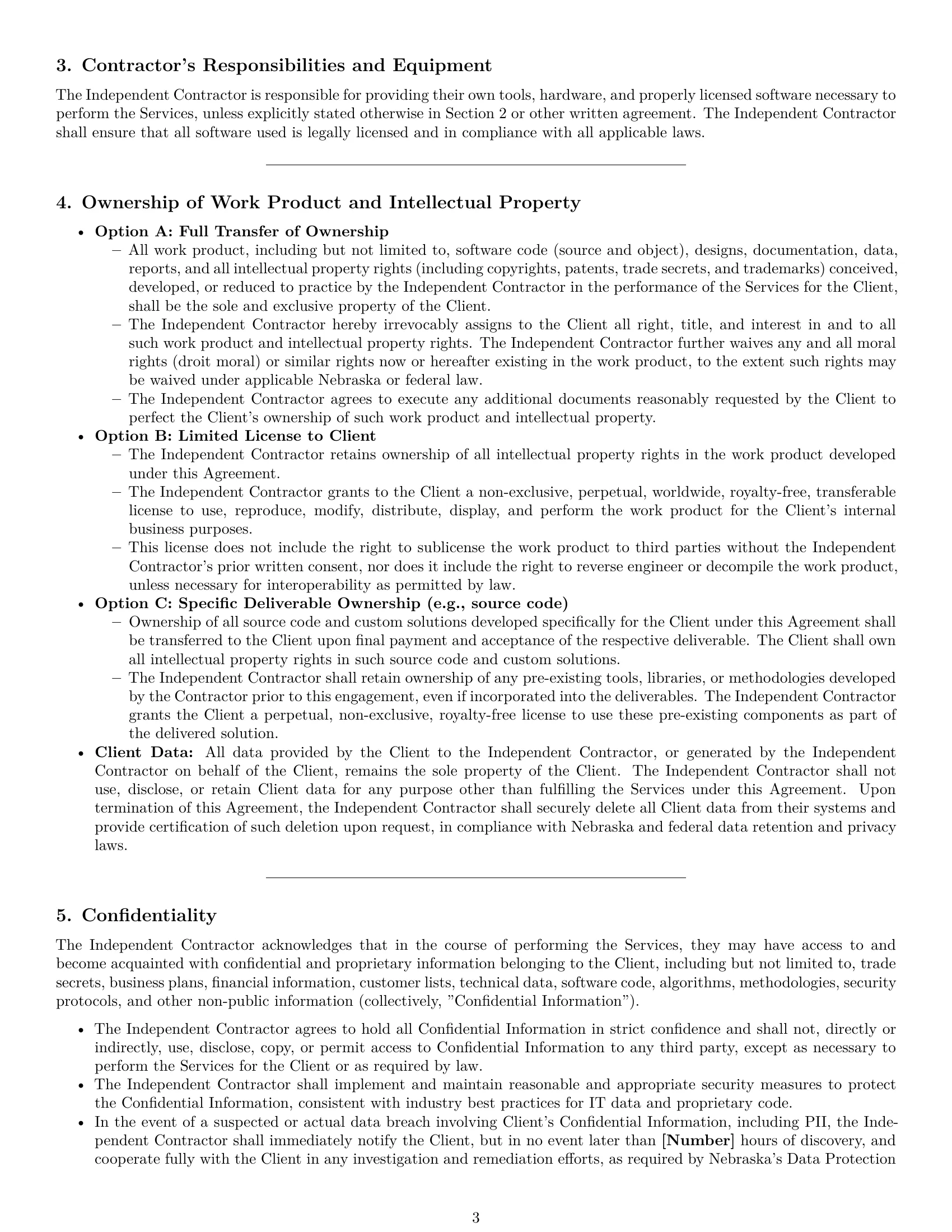 Preview page 3 of Pro Nebraska IT independent contractor agreement template