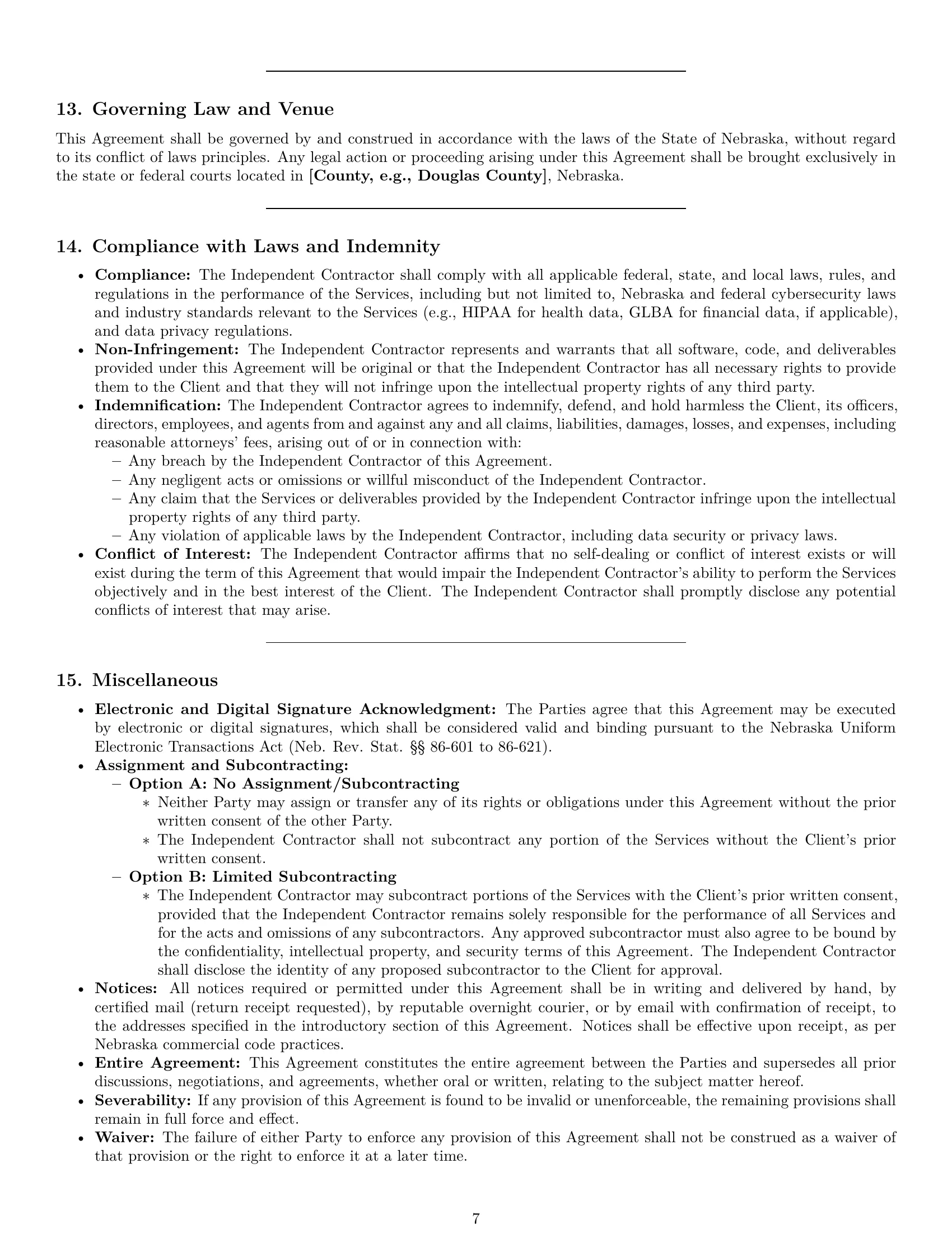 Preview page 7 of Pro Nebraska IT independent contractor agreement template
