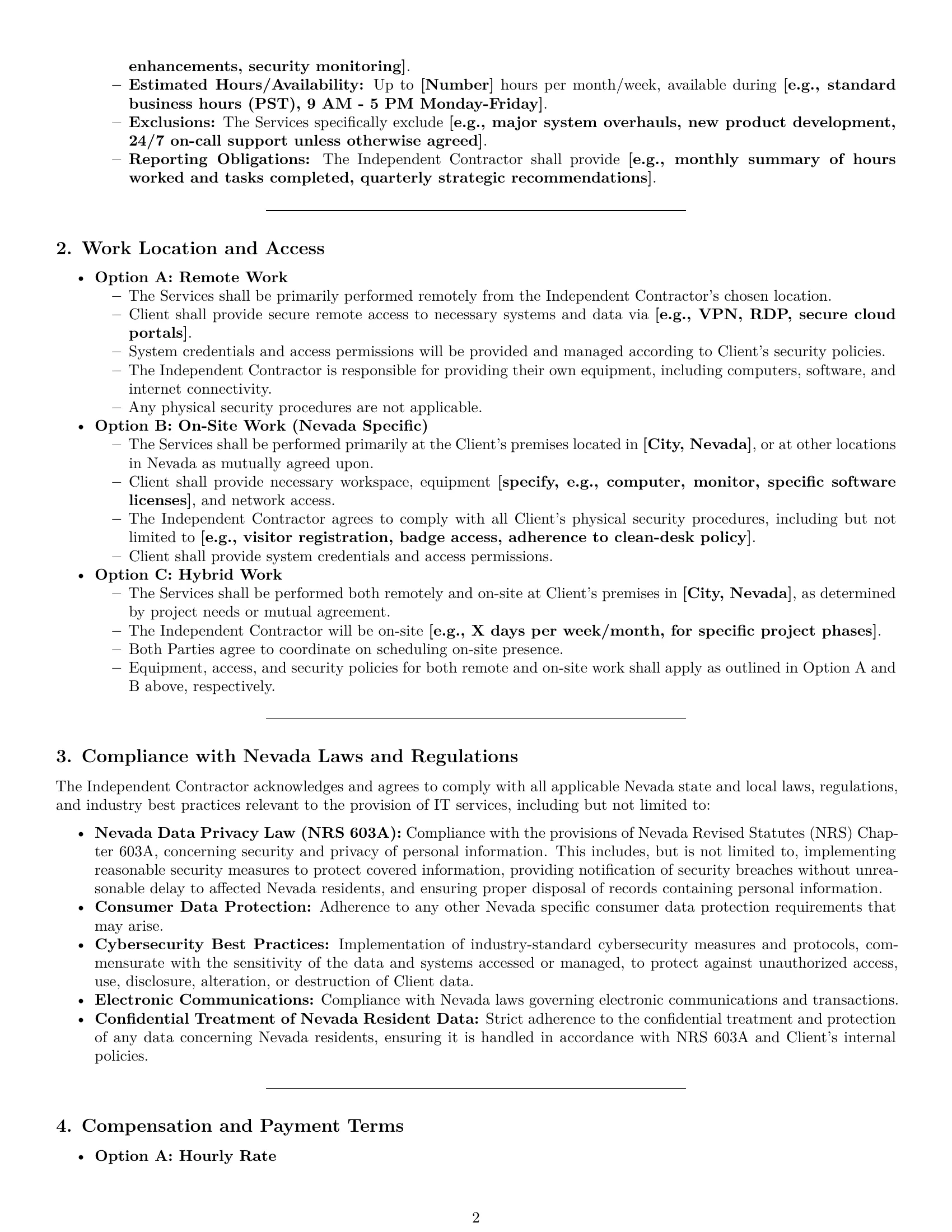 Preview page 2 of Pro Nevada IT independent contractor agreement template