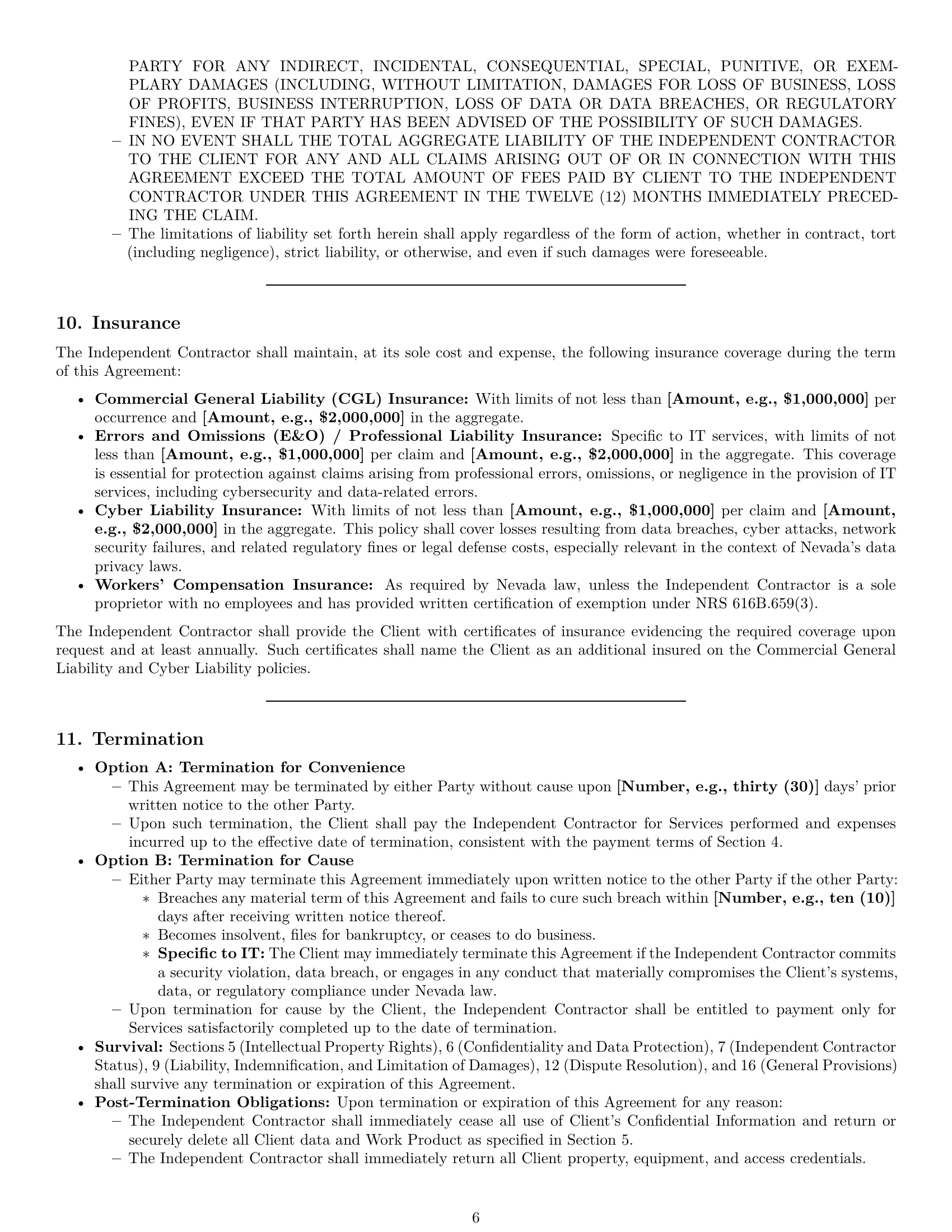 Preview page 6 of Pro Nevada IT independent contractor agreement template