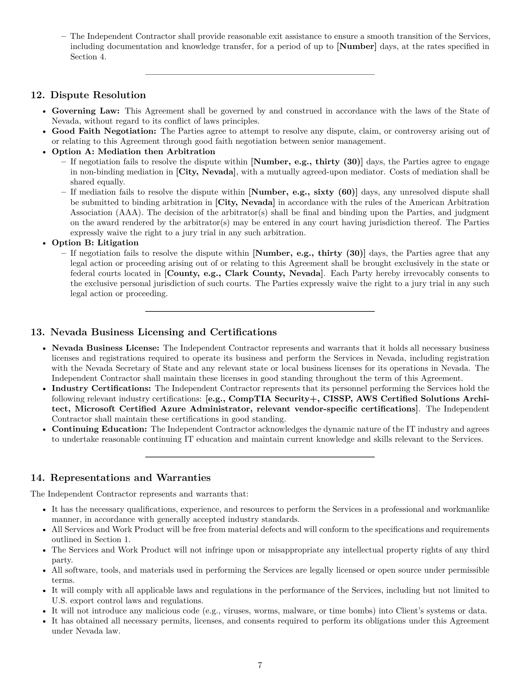 Preview page 7 of Pro Nevada IT independent contractor agreement template