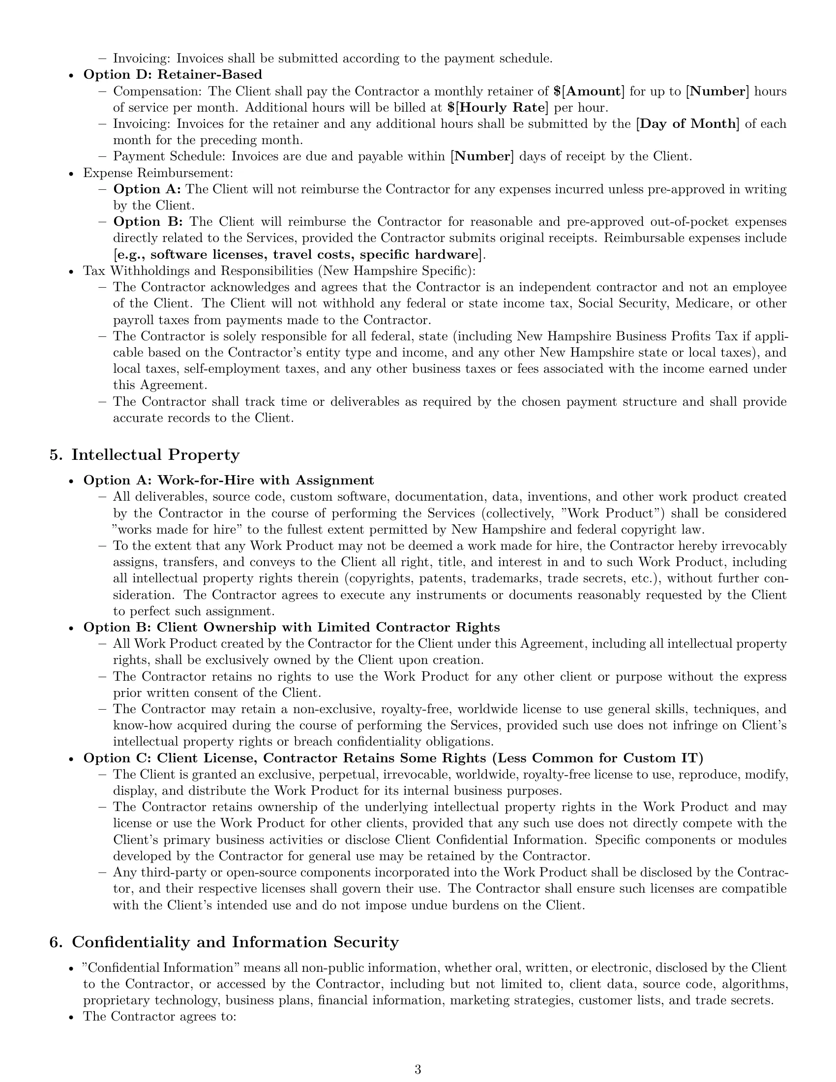 Preview page 3 of Pro New Hampshire IT independent contractor agreement template