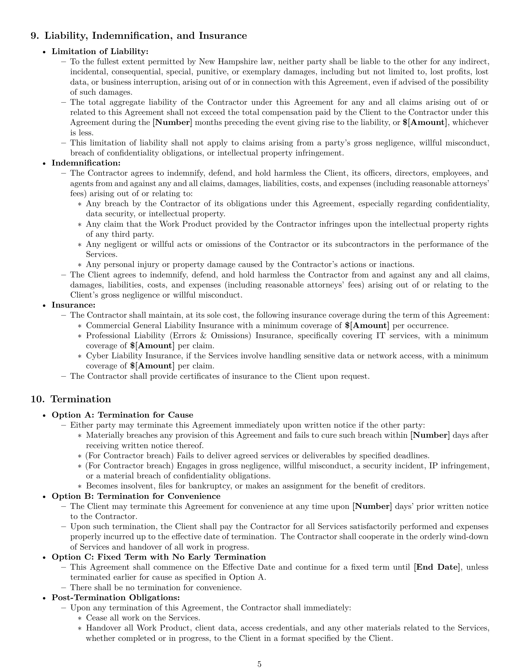 Preview page 5 of Pro New Hampshire IT independent contractor agreement template