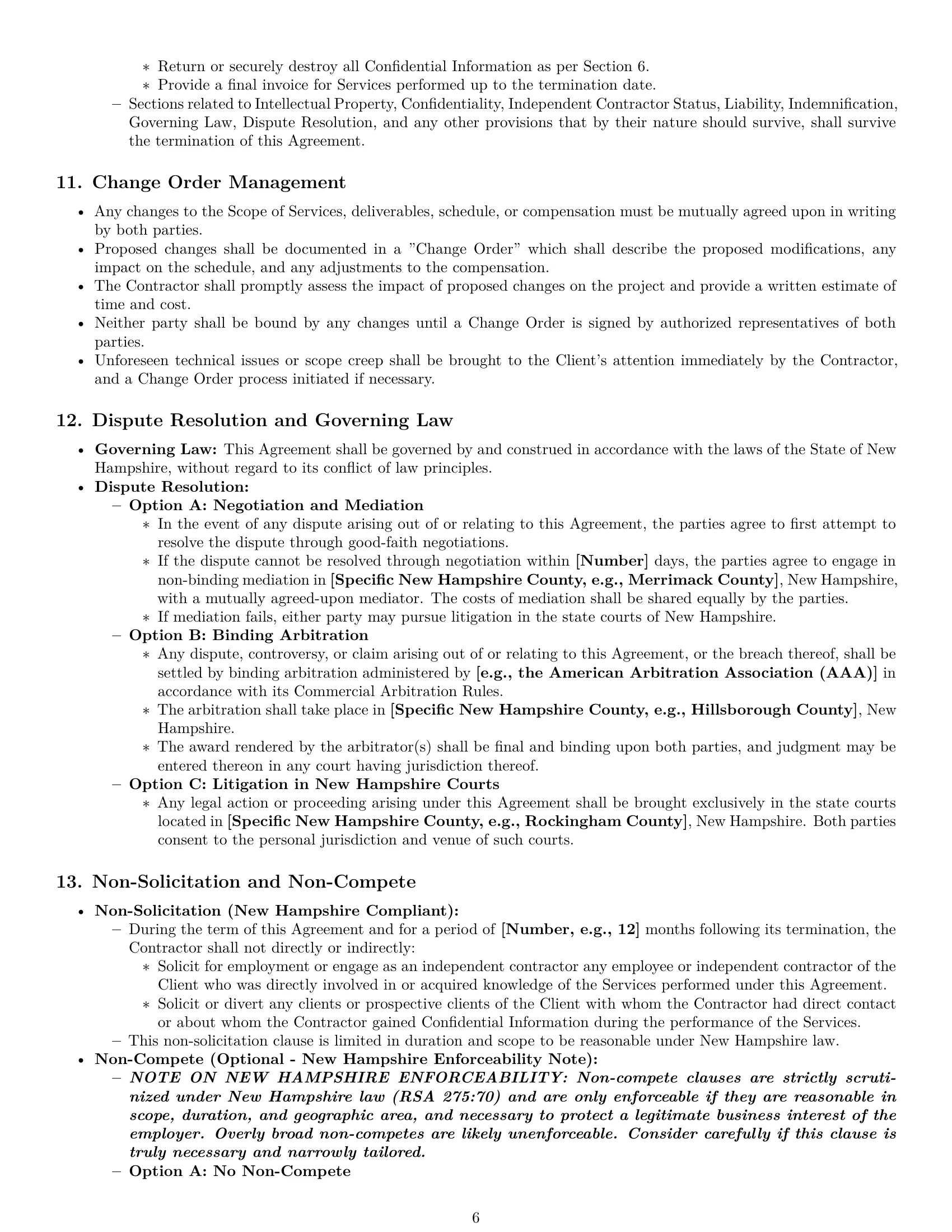 Preview page 6 of Pro New Hampshire IT independent contractor agreement template