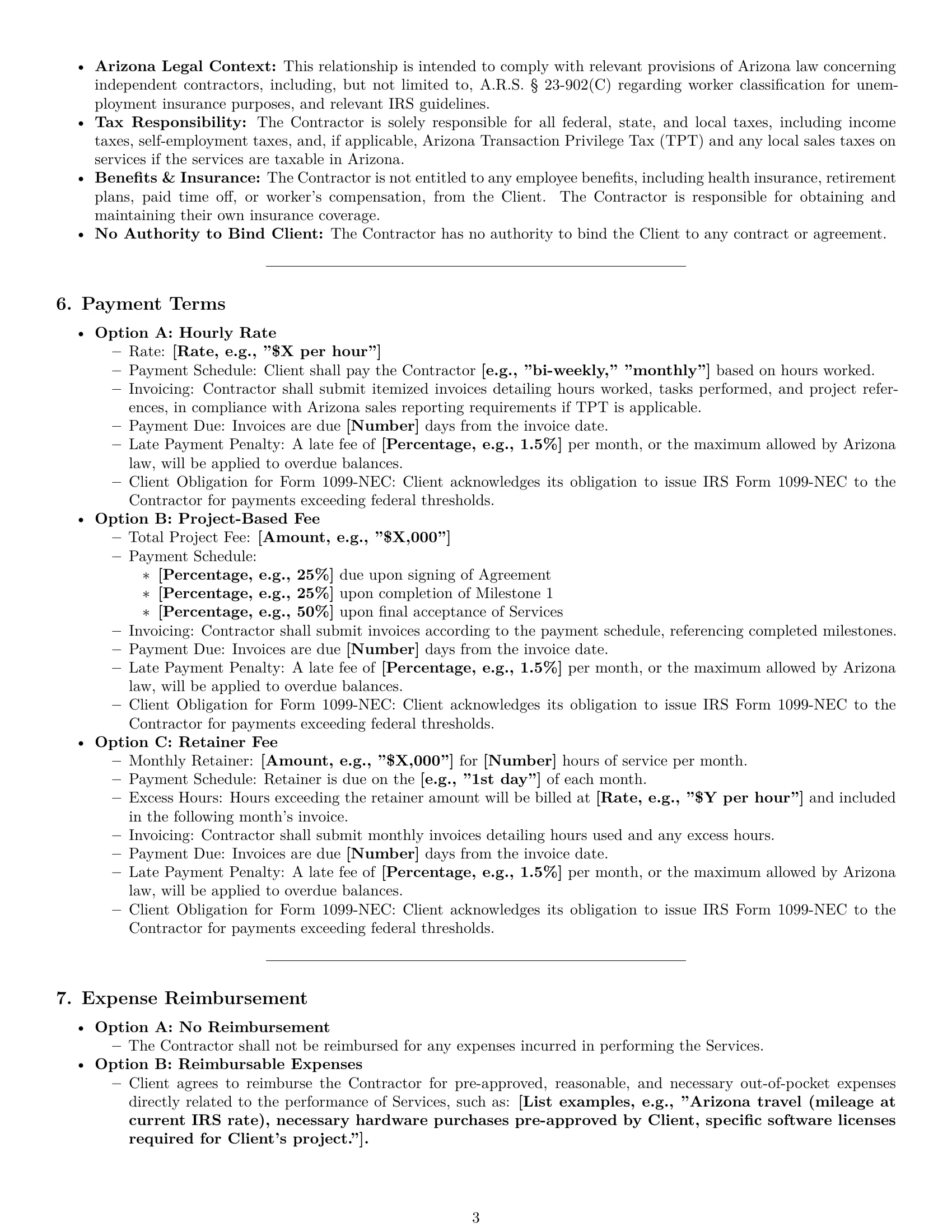Preview page 3 of Pro Arizona IT independent contractor agreement template