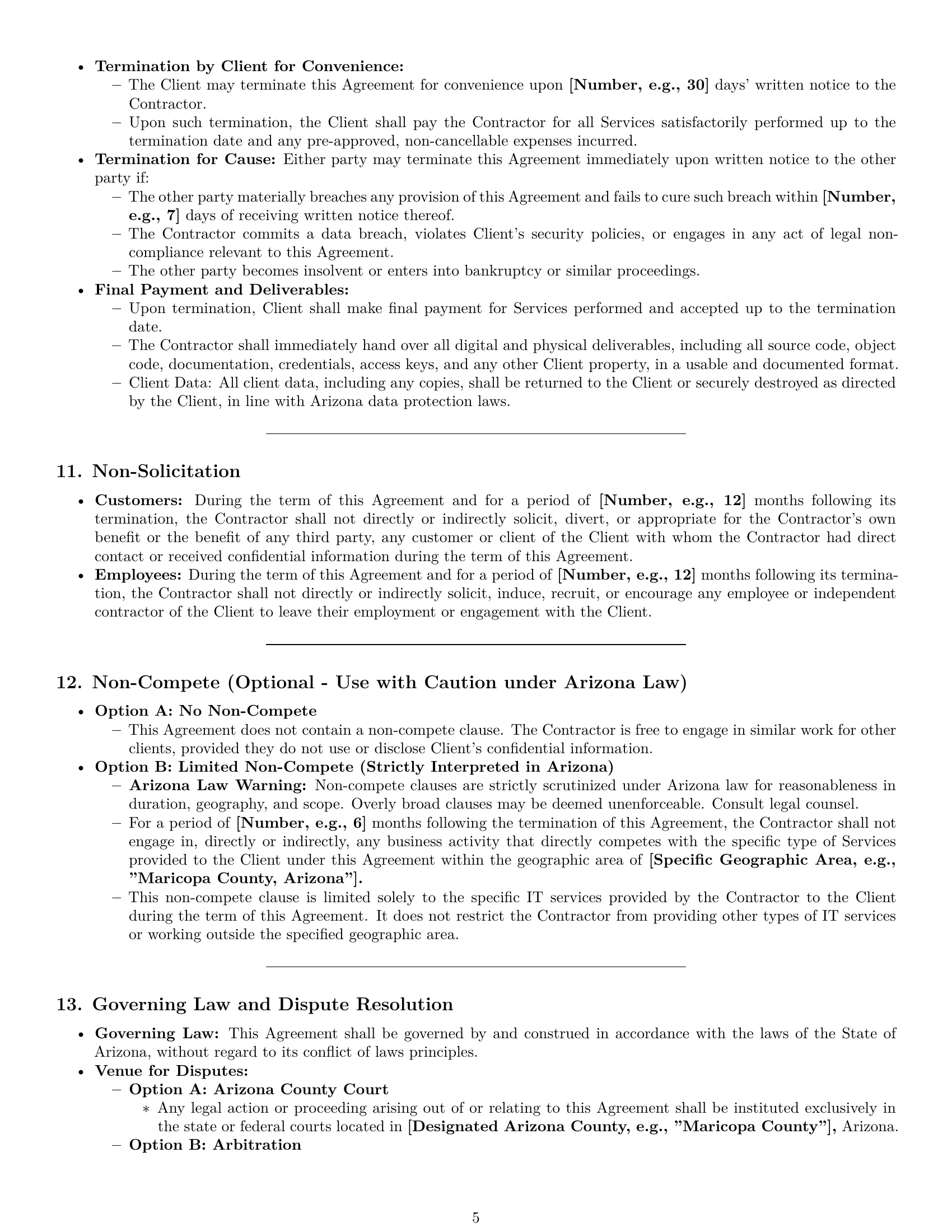 Preview page 5 of Pro Arizona IT independent contractor agreement template