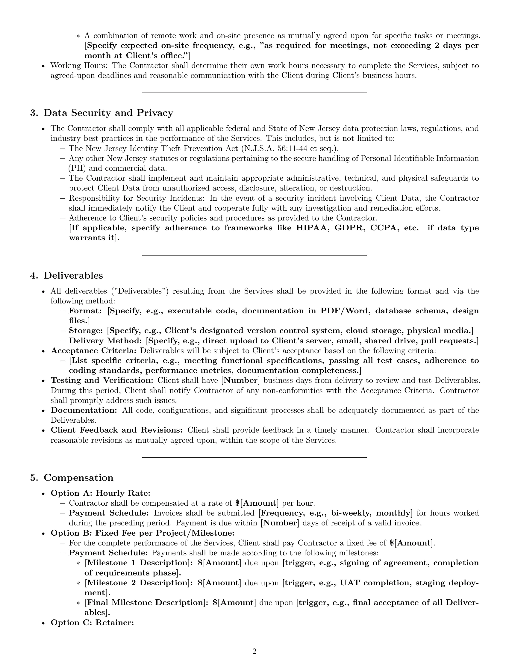Preview page 2 of Pro New Jersey IT independent contractor agreement template
