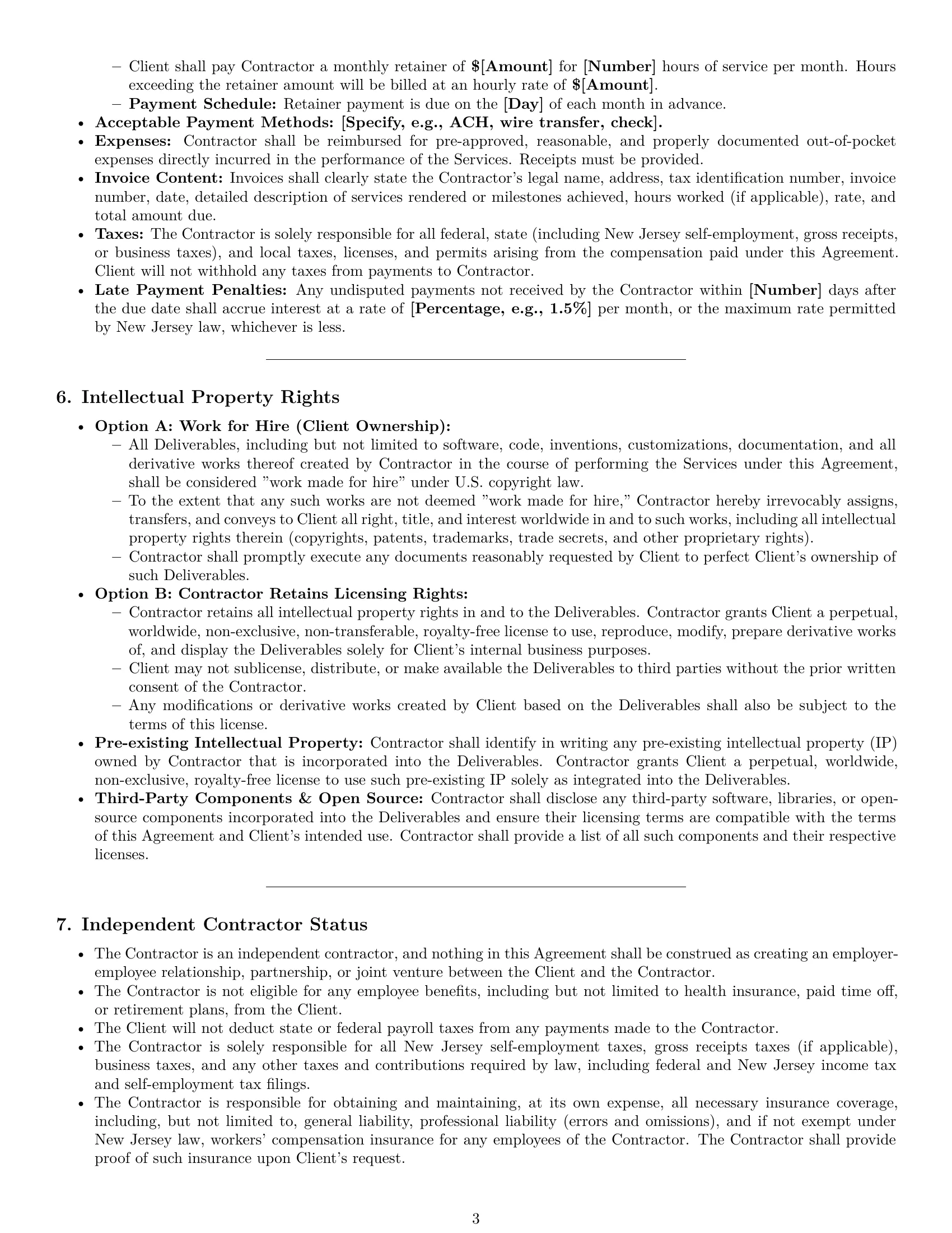 Preview page 3 of Pro New Jersey IT independent contractor agreement template