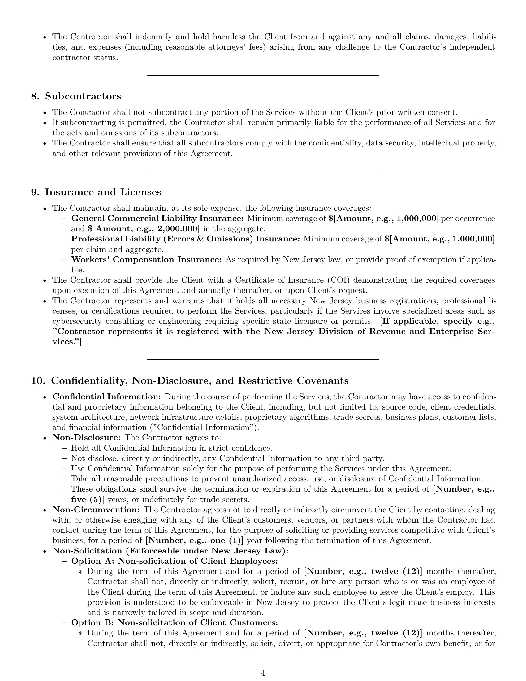 Preview page 4 of Pro New Jersey IT independent contractor agreement template