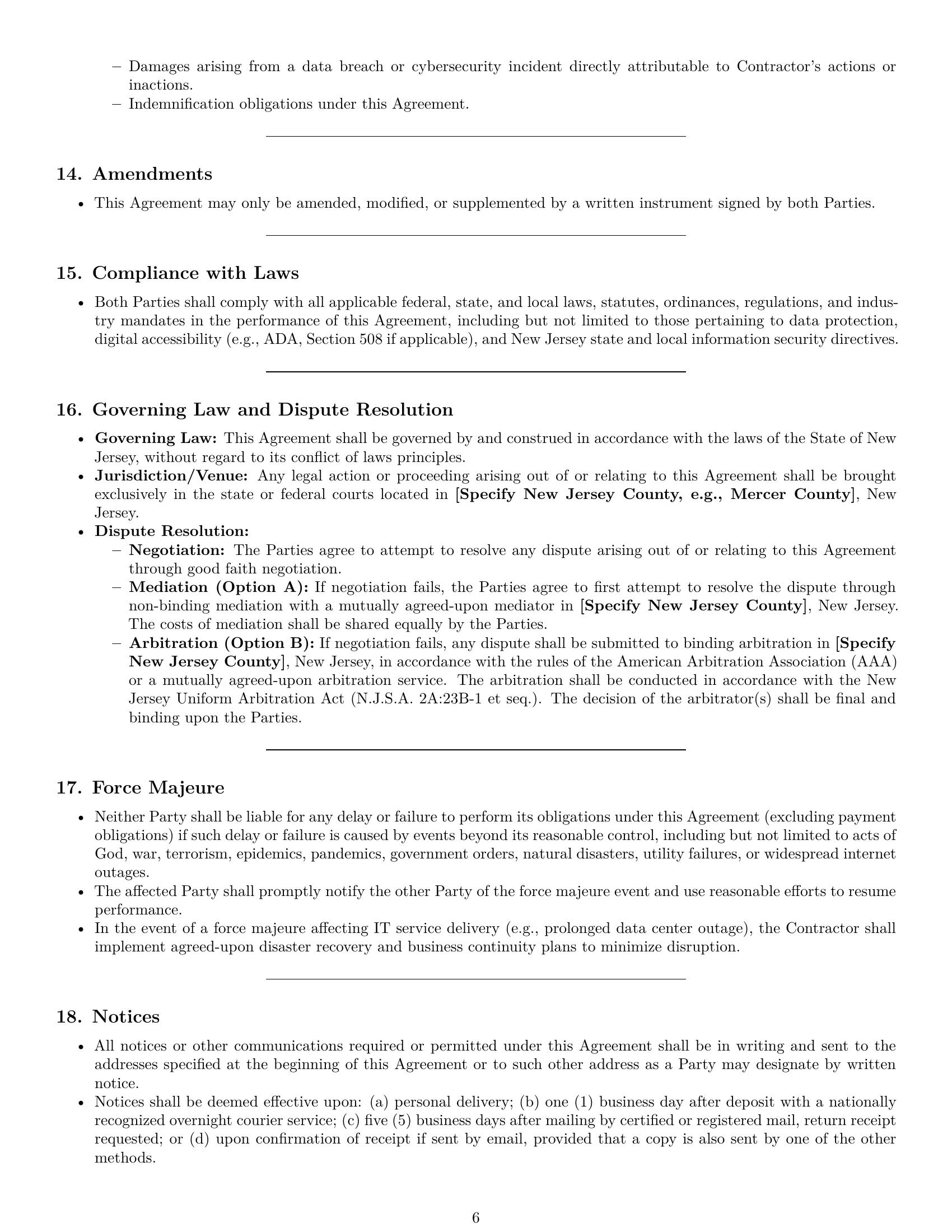 Preview page 6 of Pro New Jersey IT independent contractor agreement template