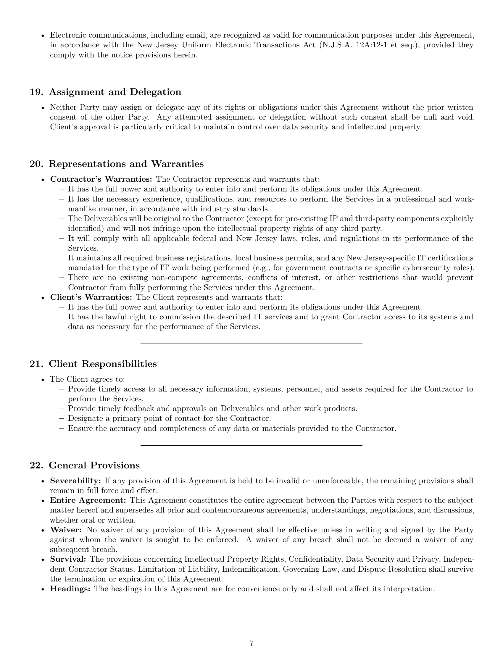 Preview page 7 of Pro New Jersey IT independent contractor agreement template