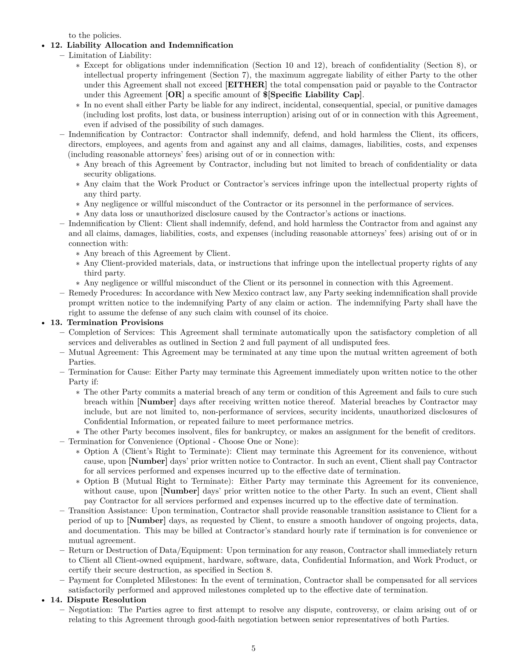 Preview page 5 of Pro New Mexico IT independent contractor agreement template