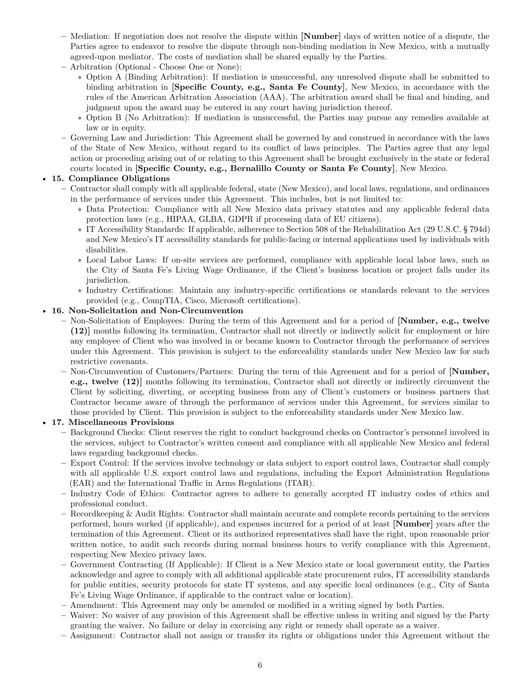 Preview page 6 of Pro New Mexico IT independent contractor agreement template