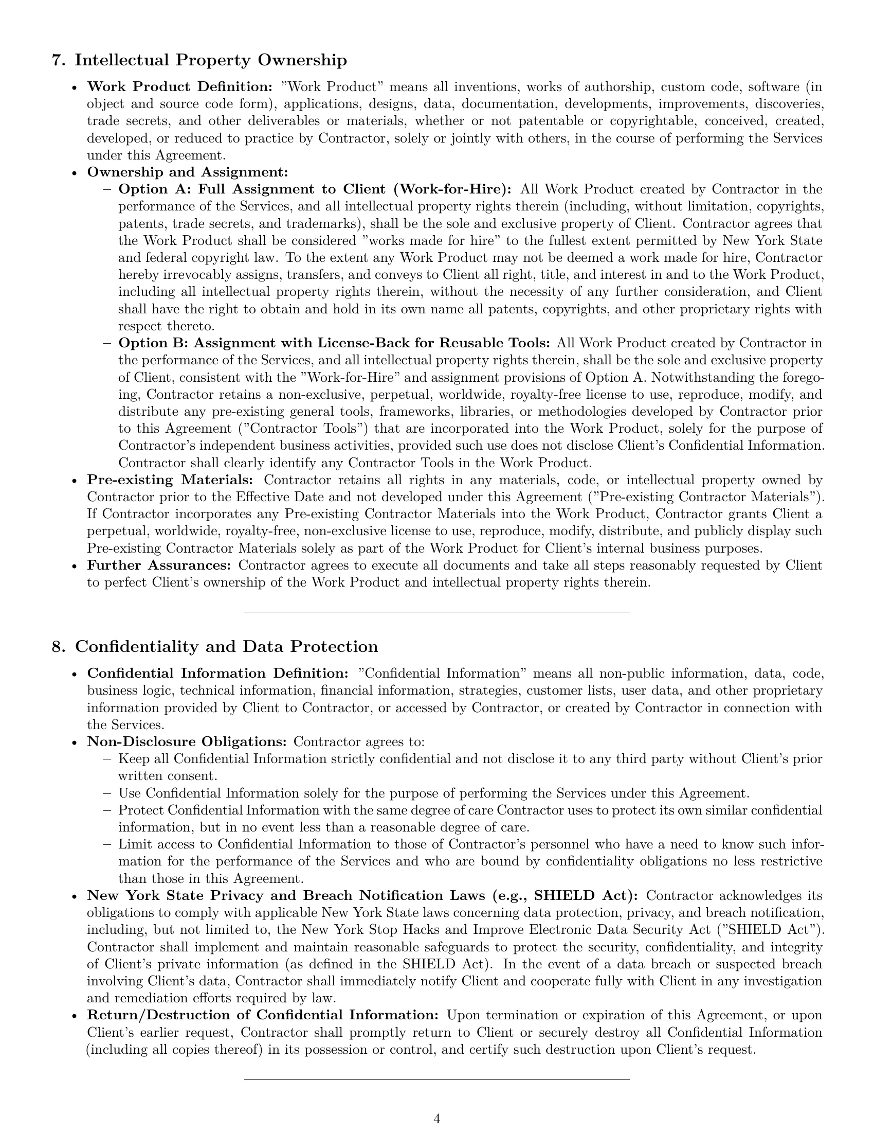 Preview page 4 of Pro New York IT independent contractor agreement template