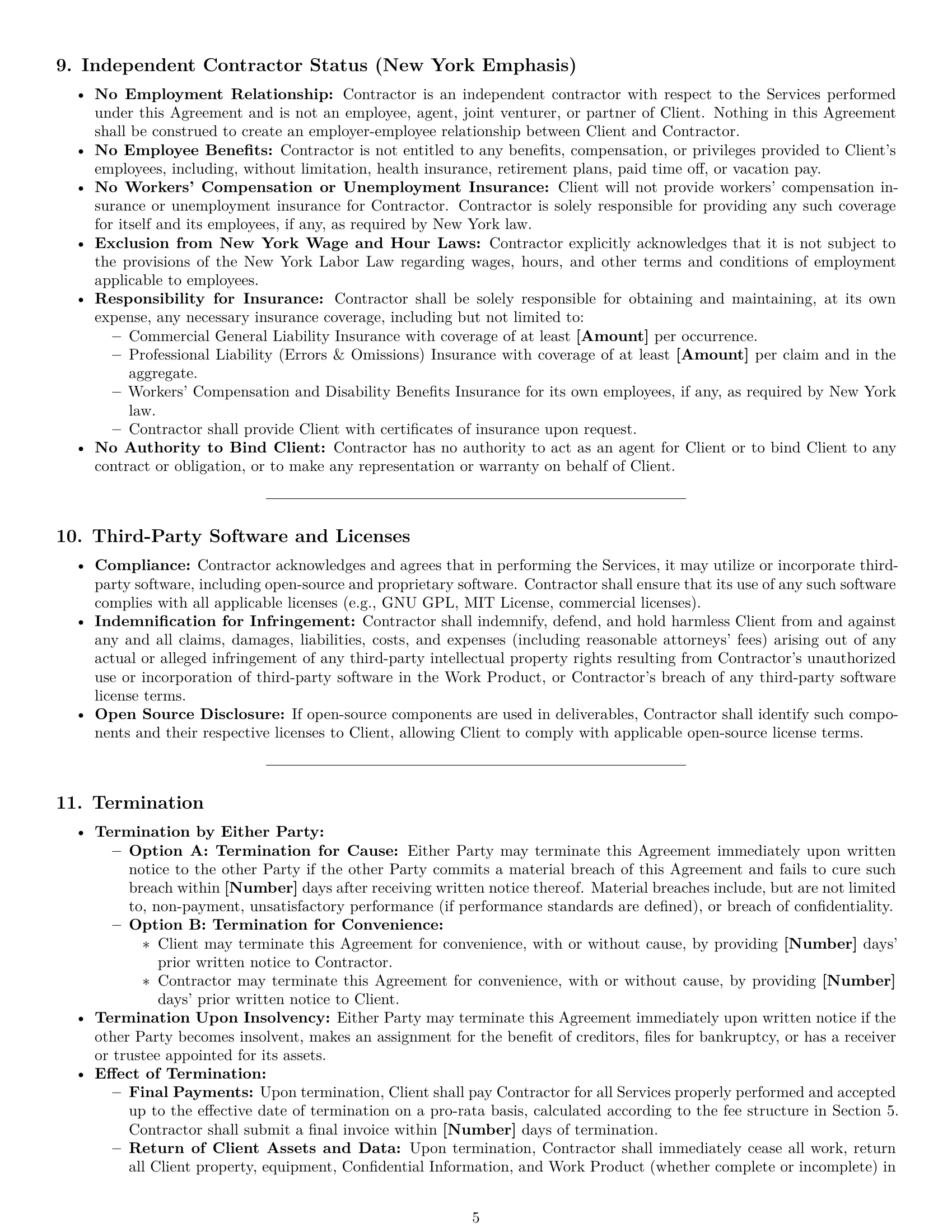 Preview page 5 of Pro New York IT independent contractor agreement template