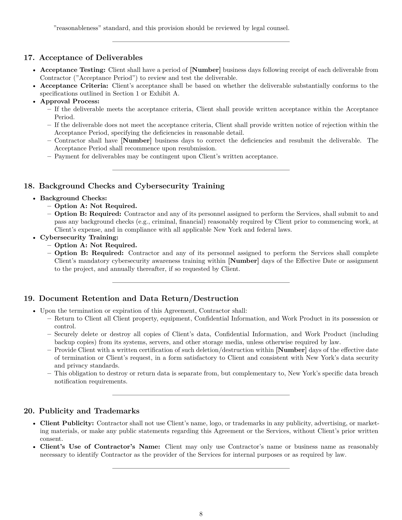 Preview page 8 of Pro New York IT independent contractor agreement template