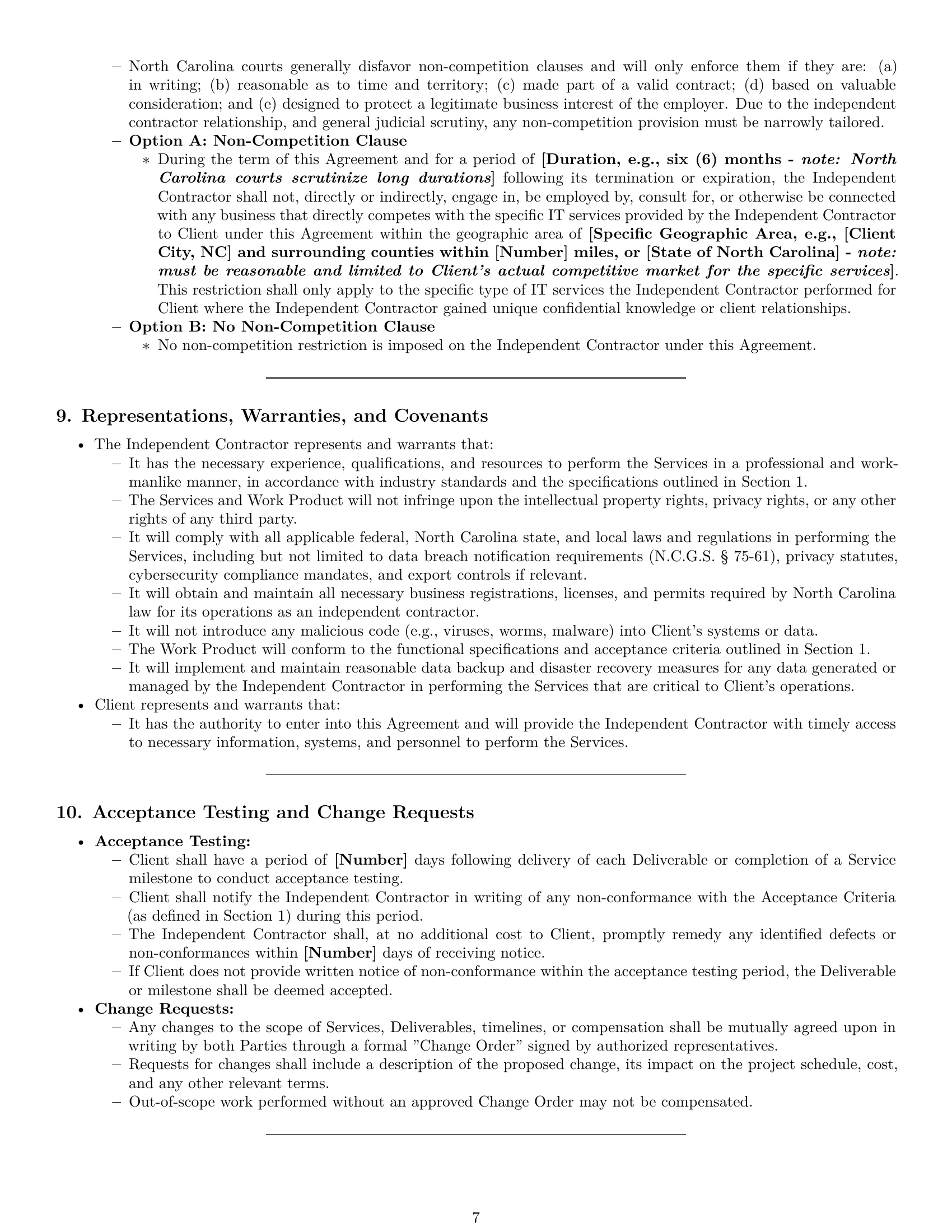 Preview page 7 of Pro North Carolina IT independent contractor agreement template