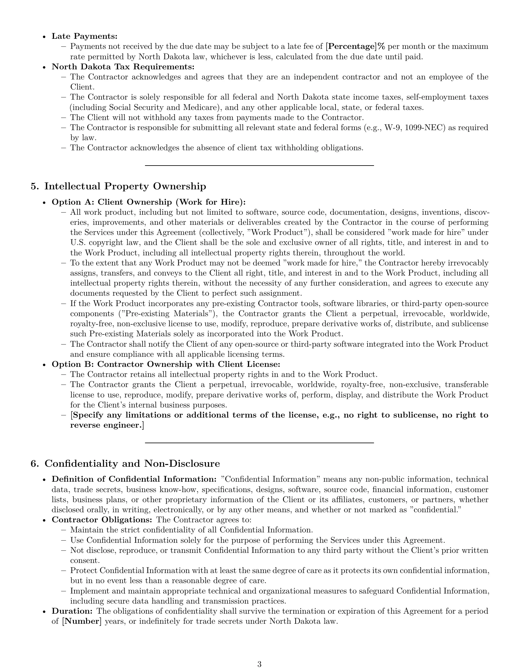 Preview page 3 of Pro North Dakota IT independent contractor agreement template