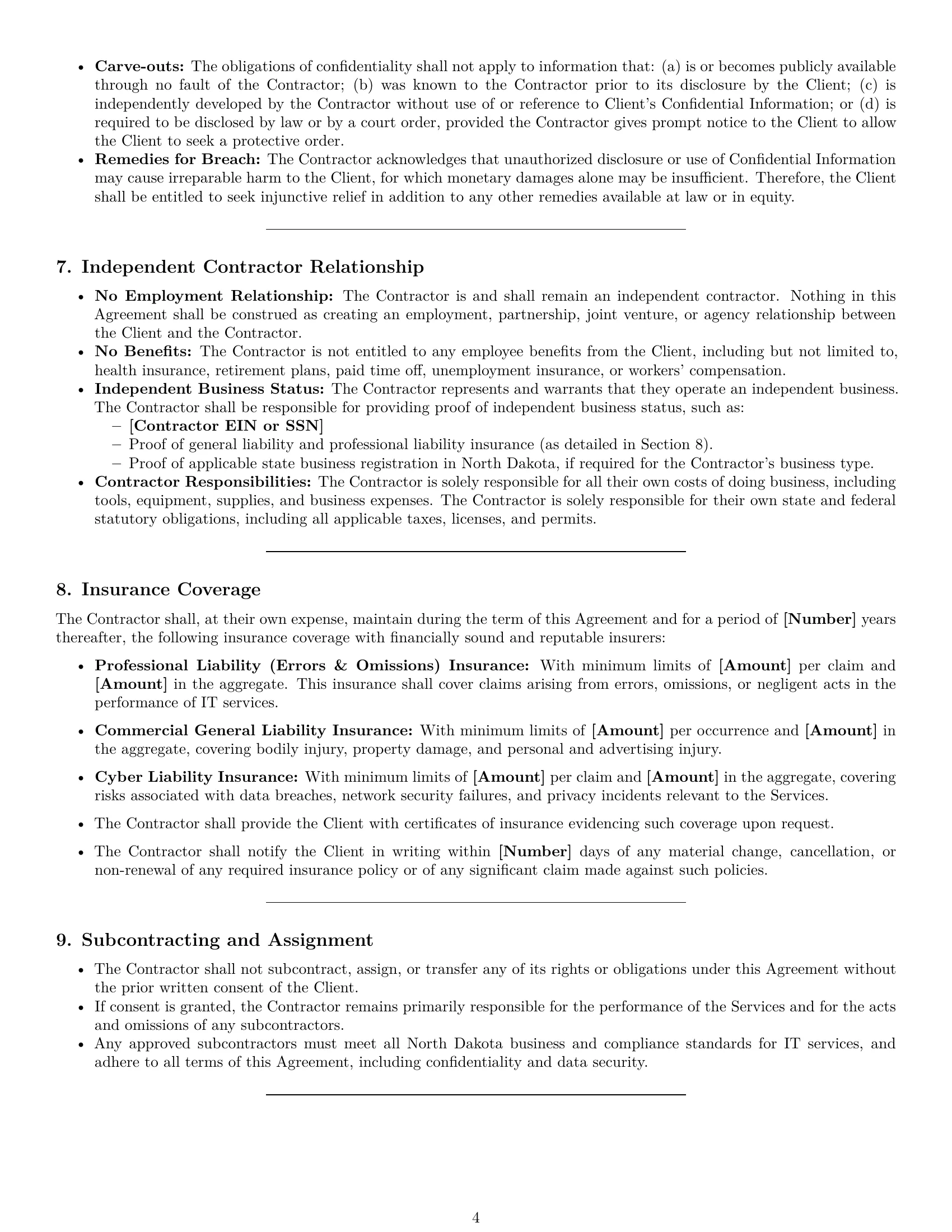 Preview page 4 of Pro North Dakota IT independent contractor agreement template