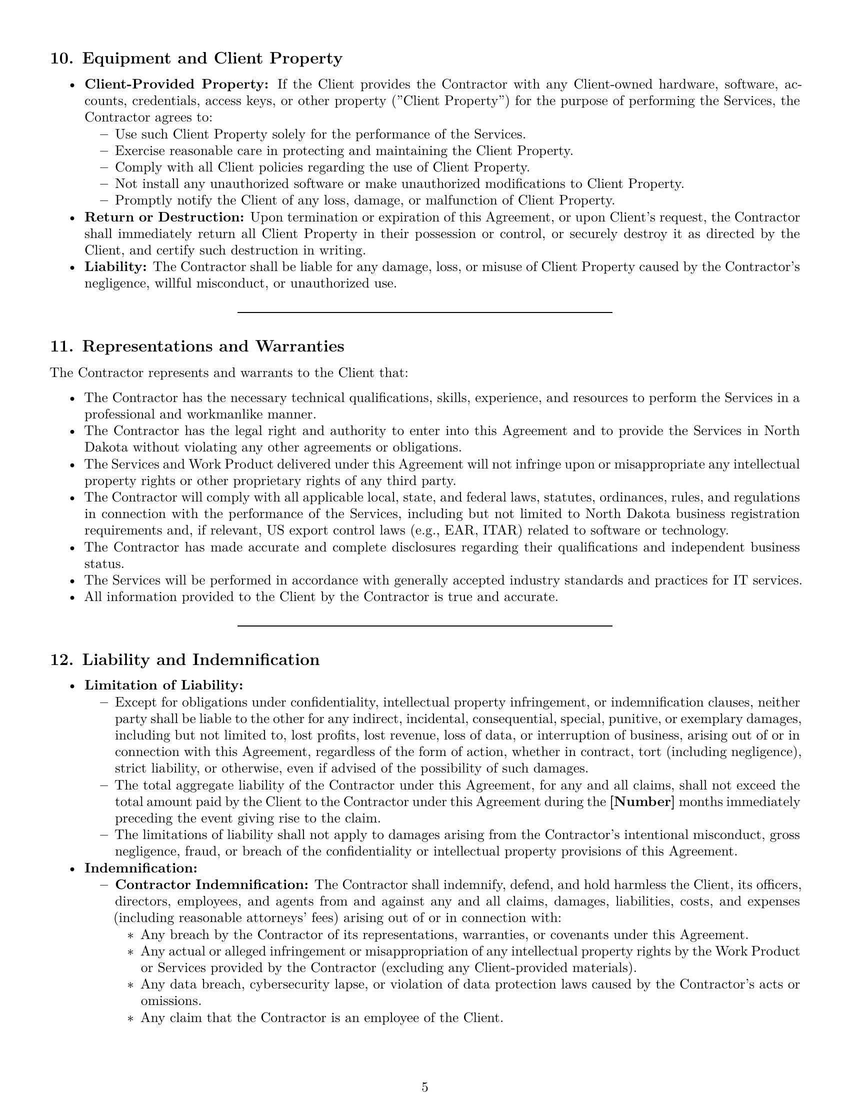 Preview page 5 of Pro North Dakota IT independent contractor agreement template