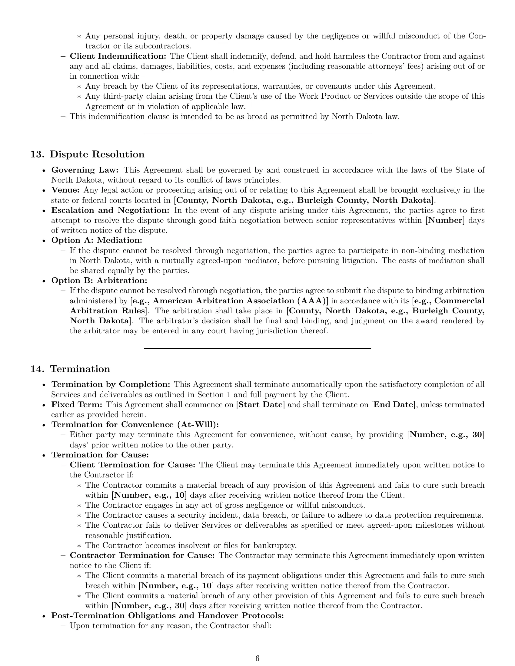 Preview page 6 of Pro North Dakota IT independent contractor agreement template