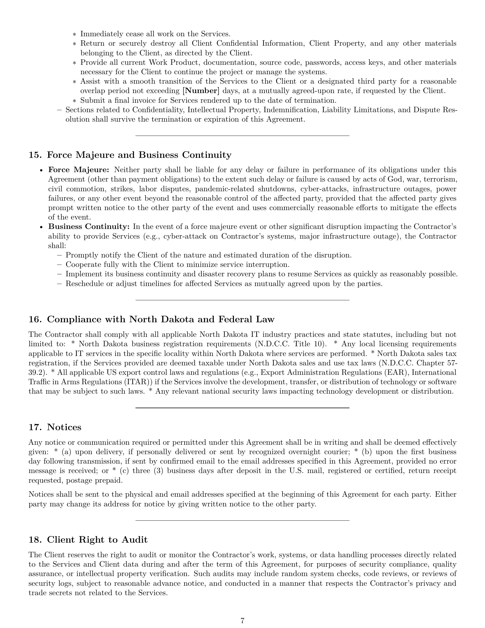 Preview page 7 of Pro North Dakota IT independent contractor agreement template