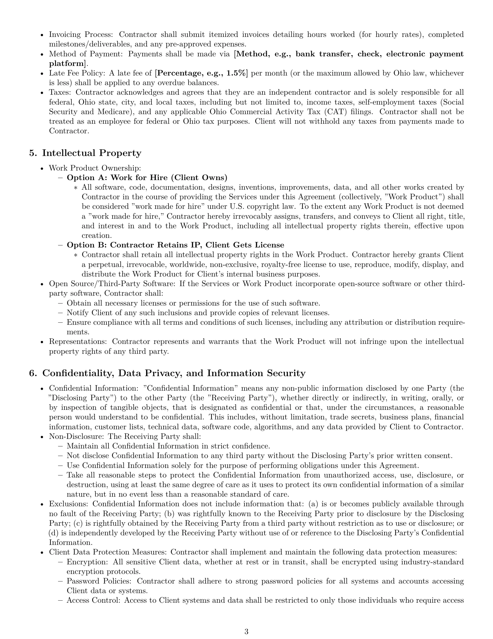 Preview page 3 of Pro Ohio IT independent contractor agreement template
