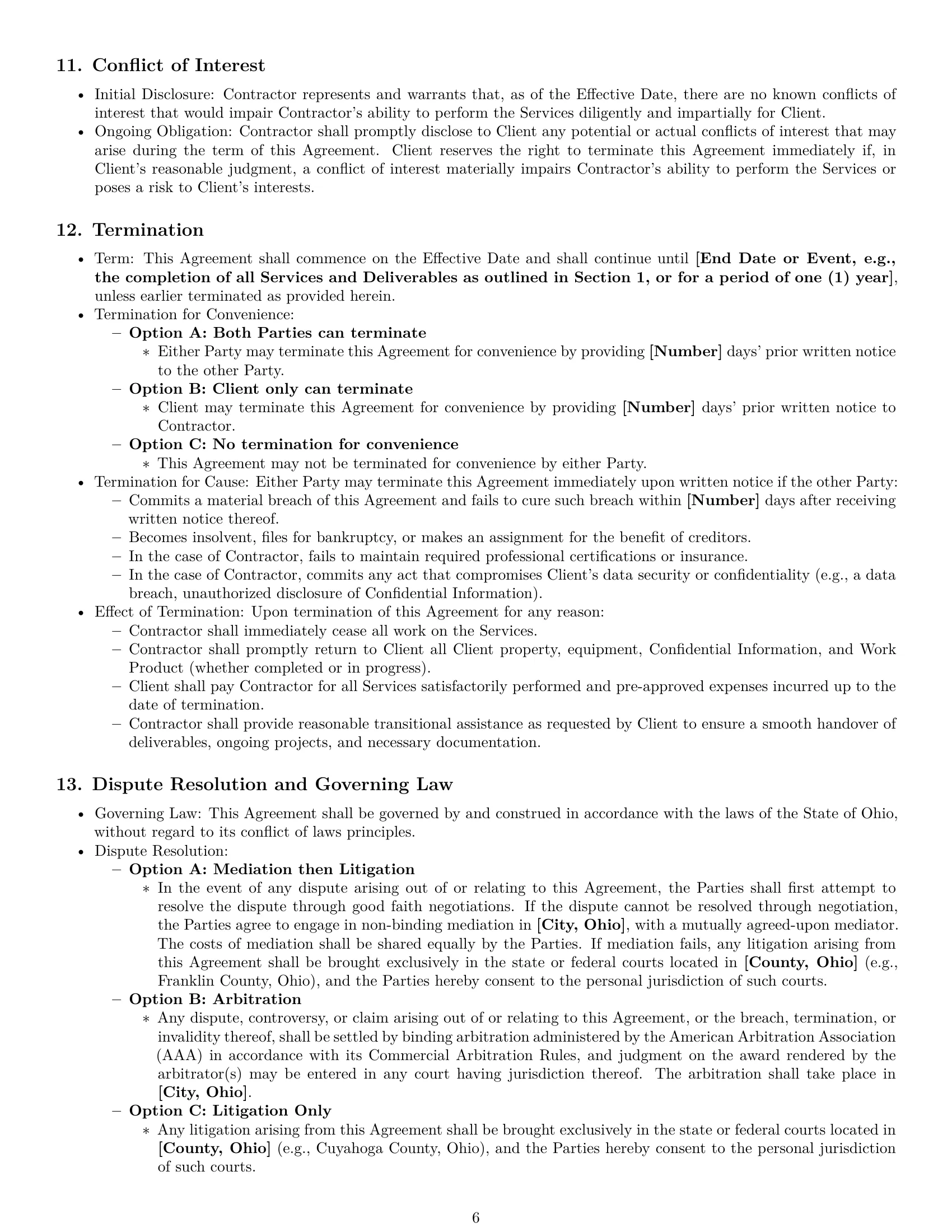 Preview page 6 of Pro Ohio IT independent contractor agreement template