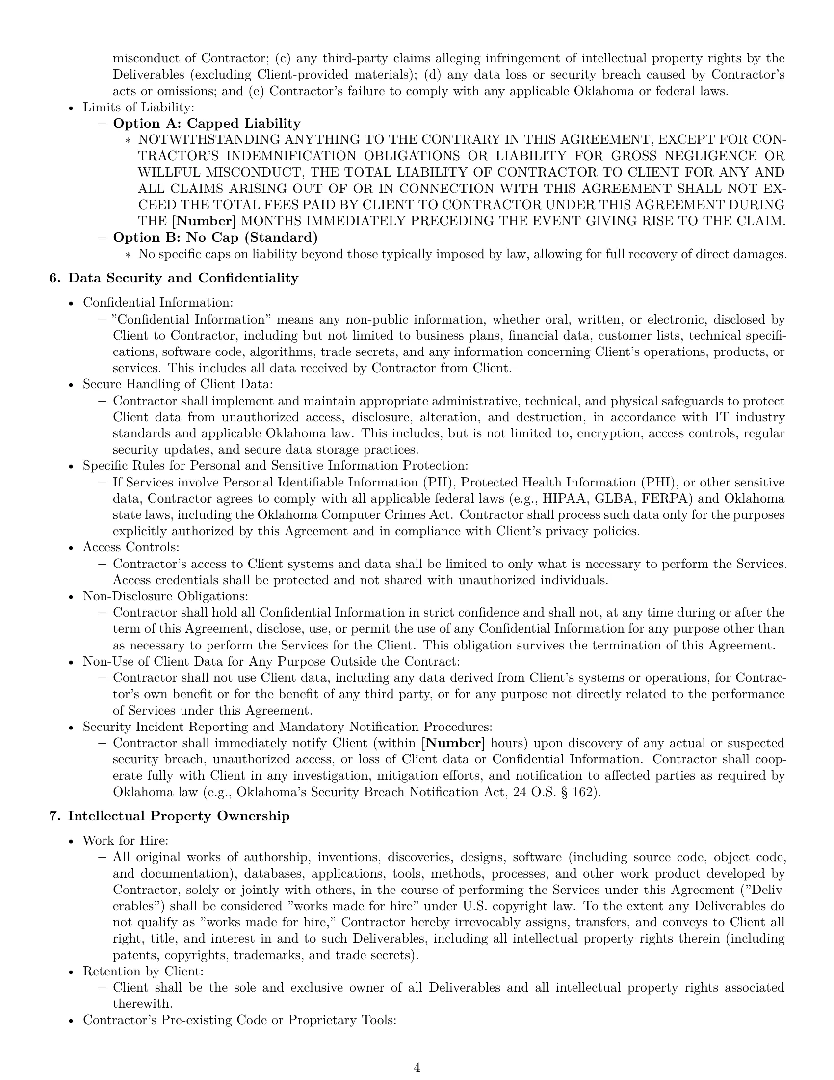 Preview page 4 of Pro Oklahoma IT independent contractor agreement template