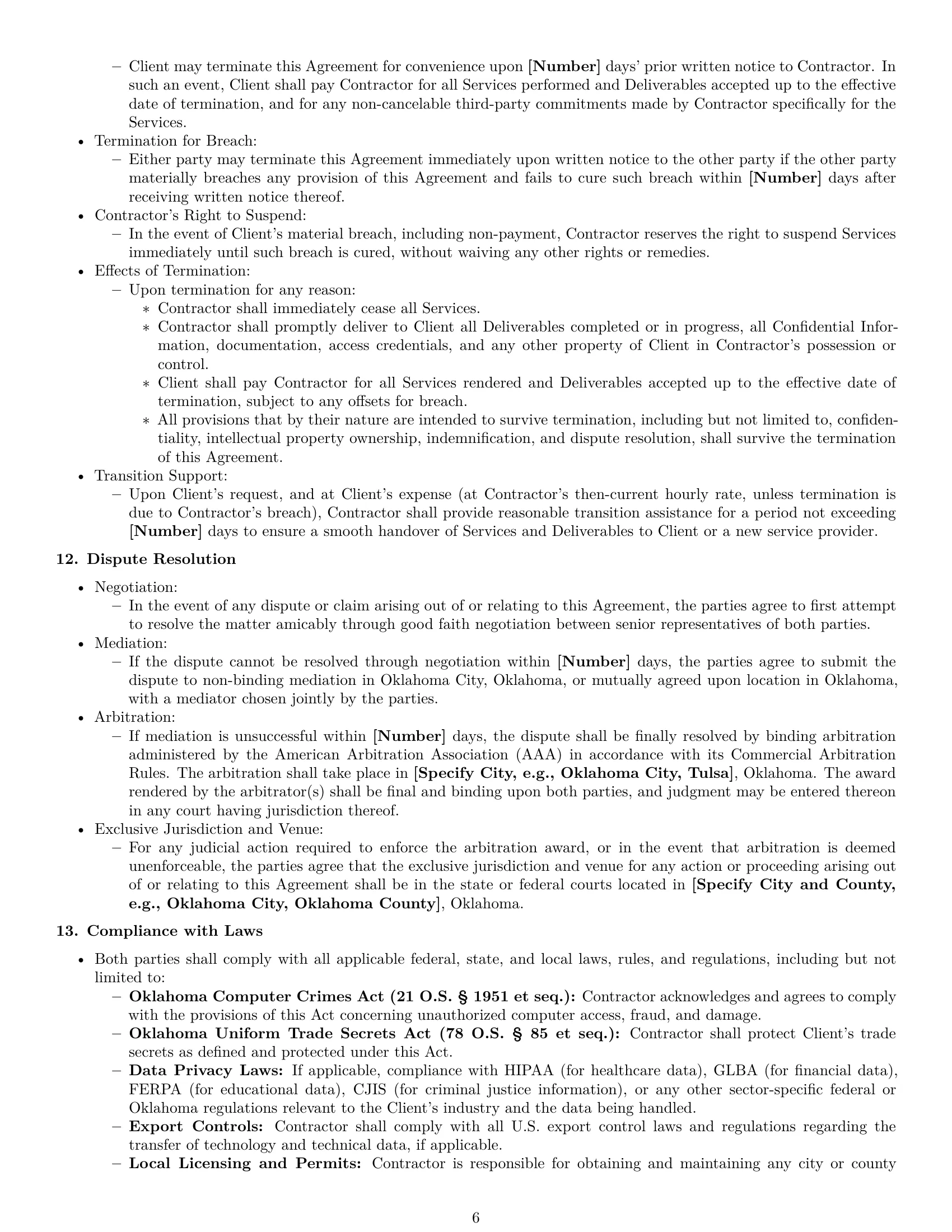 Preview page 6 of Pro Oklahoma IT independent contractor agreement template
