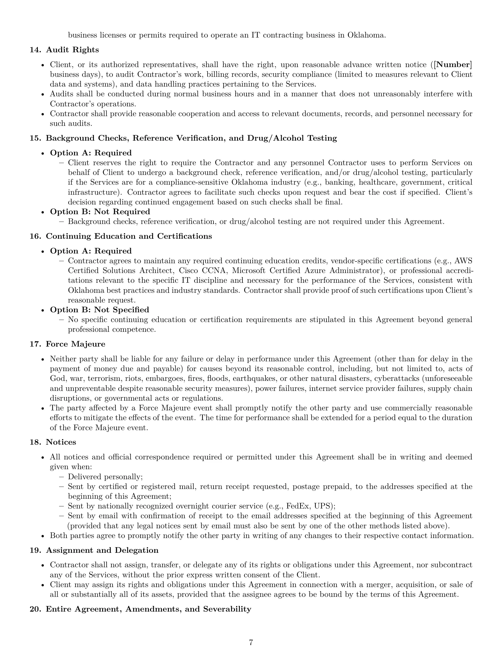 Preview page 7 of Pro Oklahoma IT independent contractor agreement template