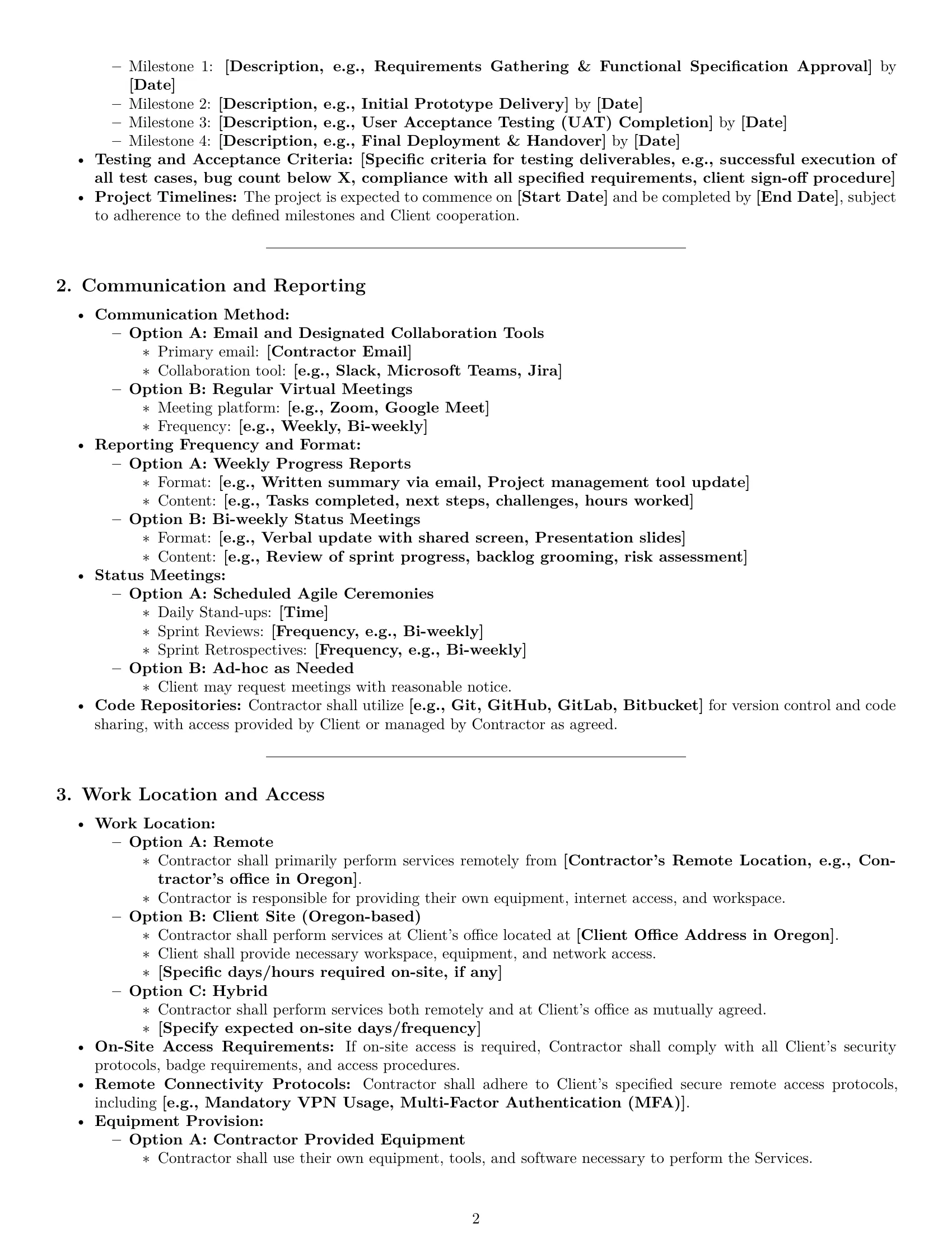 Preview page 2 of Pro Oregon IT independent contractor agreement template