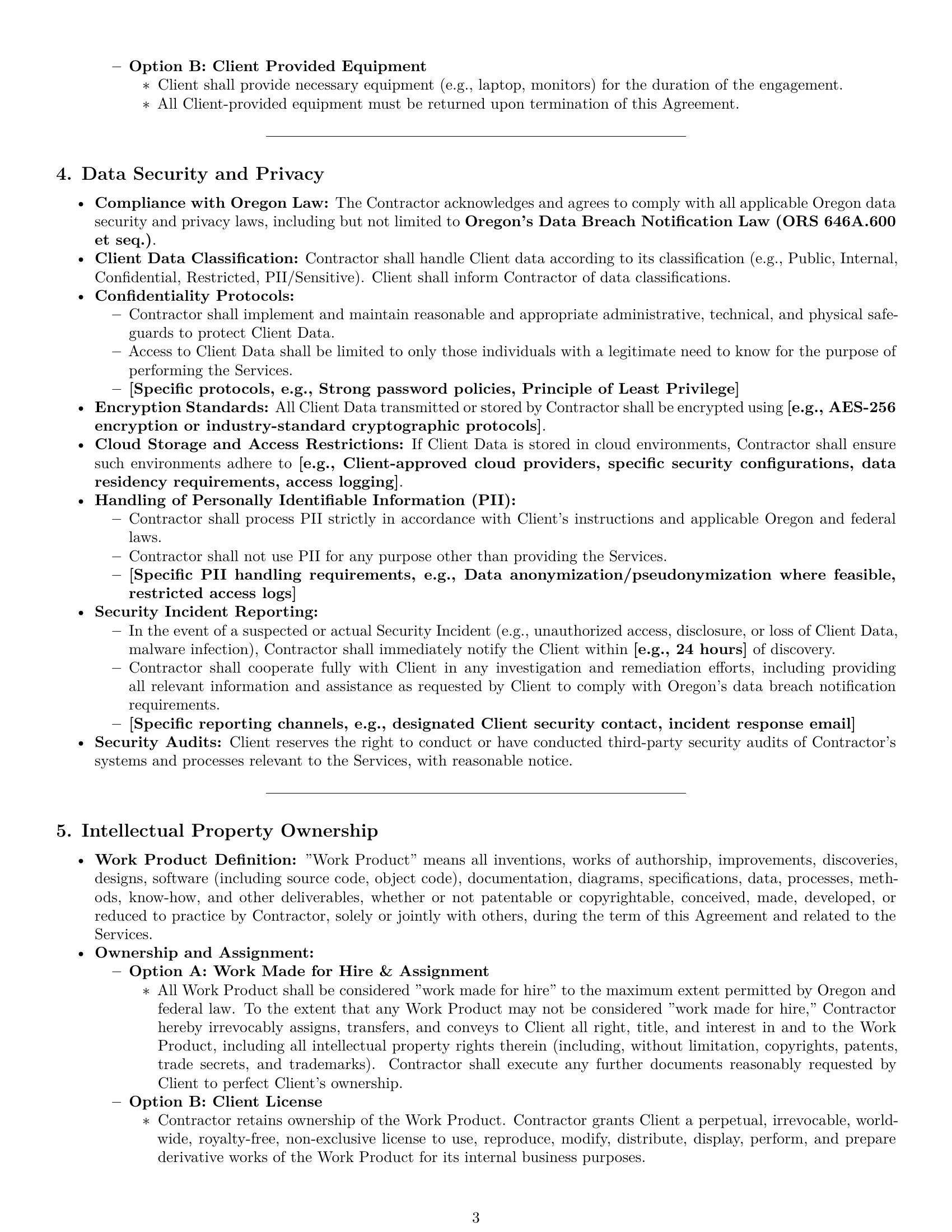 Preview page 3 of Pro Oregon IT independent contractor agreement template