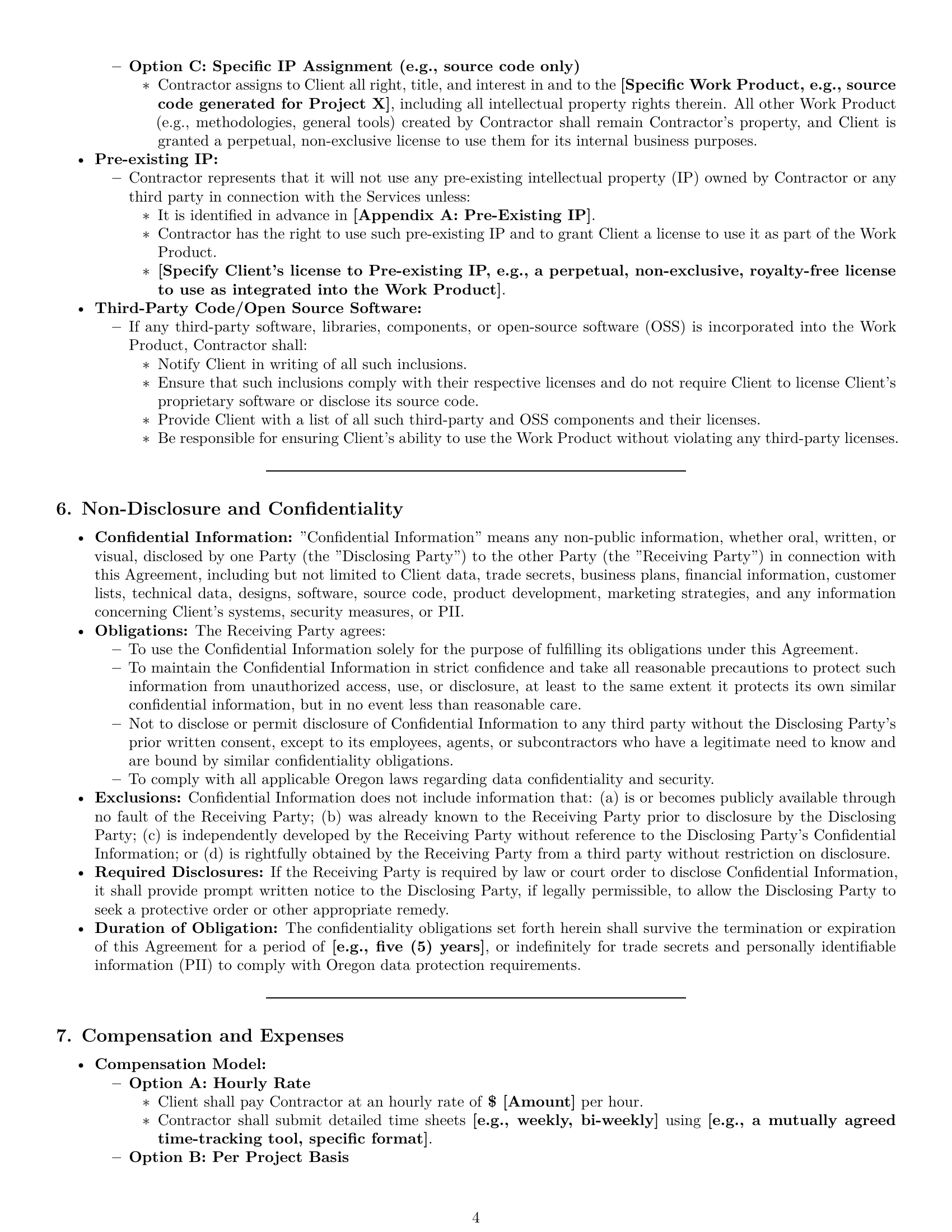 Preview page 4 of Pro Oregon IT independent contractor agreement template