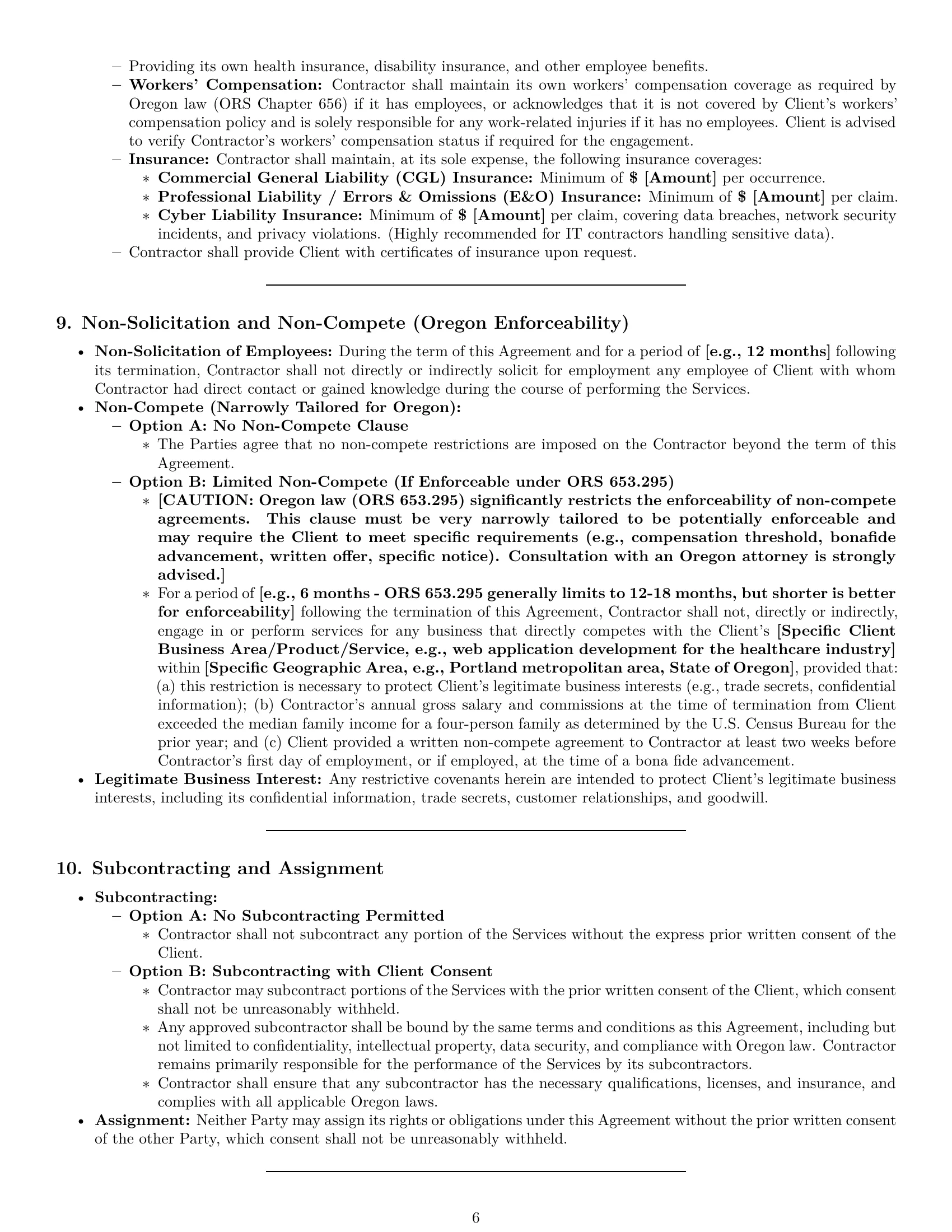 Preview page 6 of Pro Oregon IT independent contractor agreement template