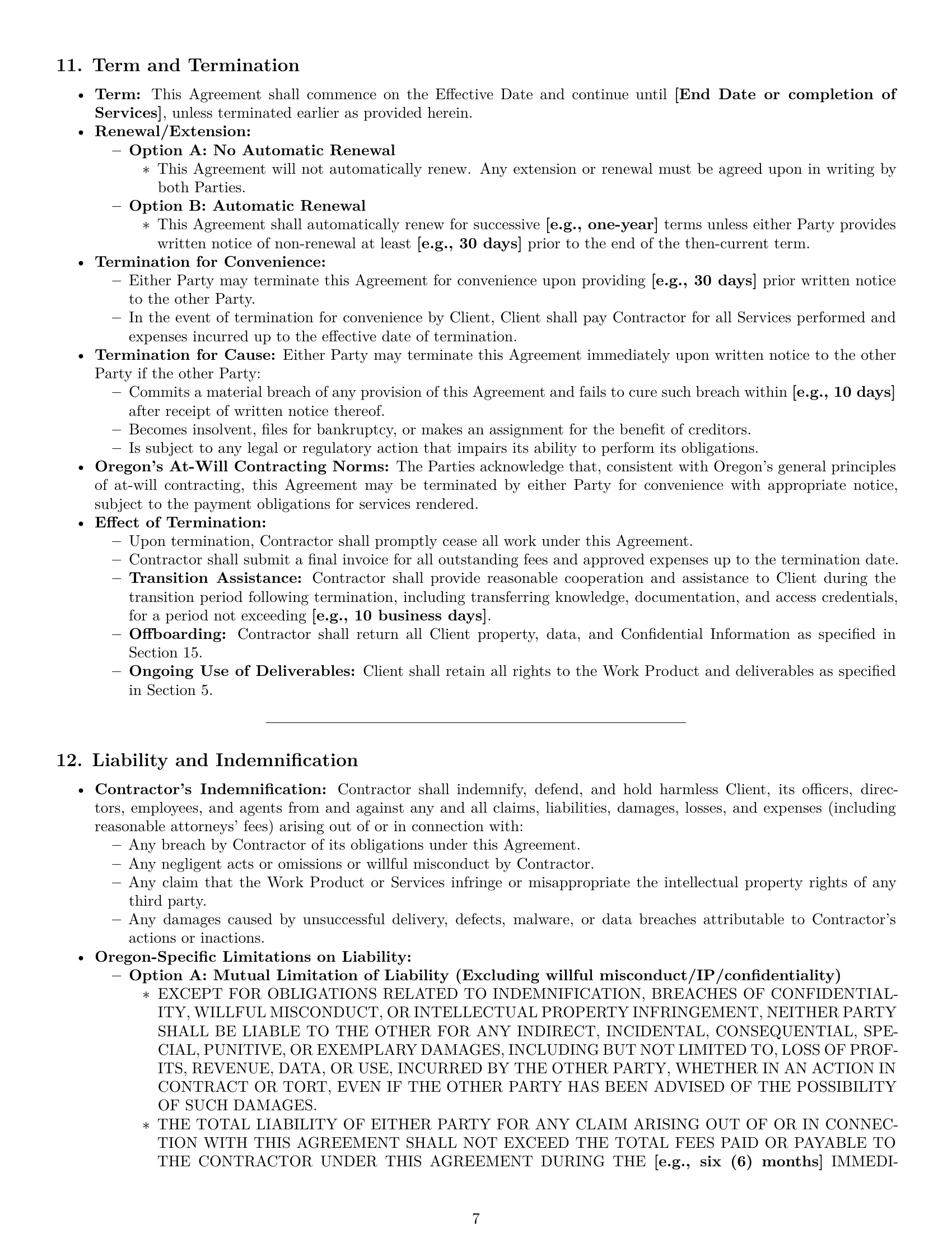 Preview page 7 of Pro Oregon IT independent contractor agreement template
