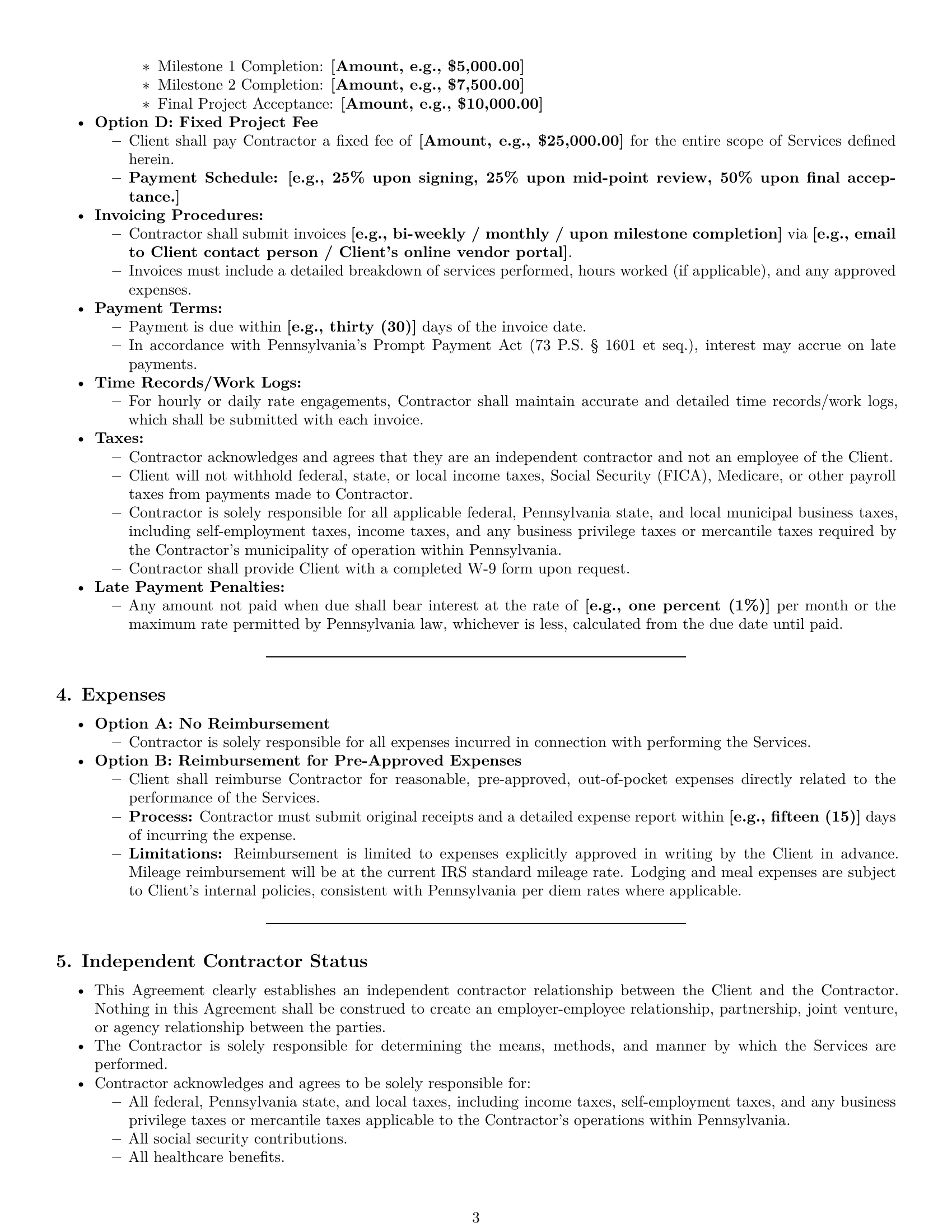 Preview page 3 of Pro Pennsylvania IT independent contractor agreement template