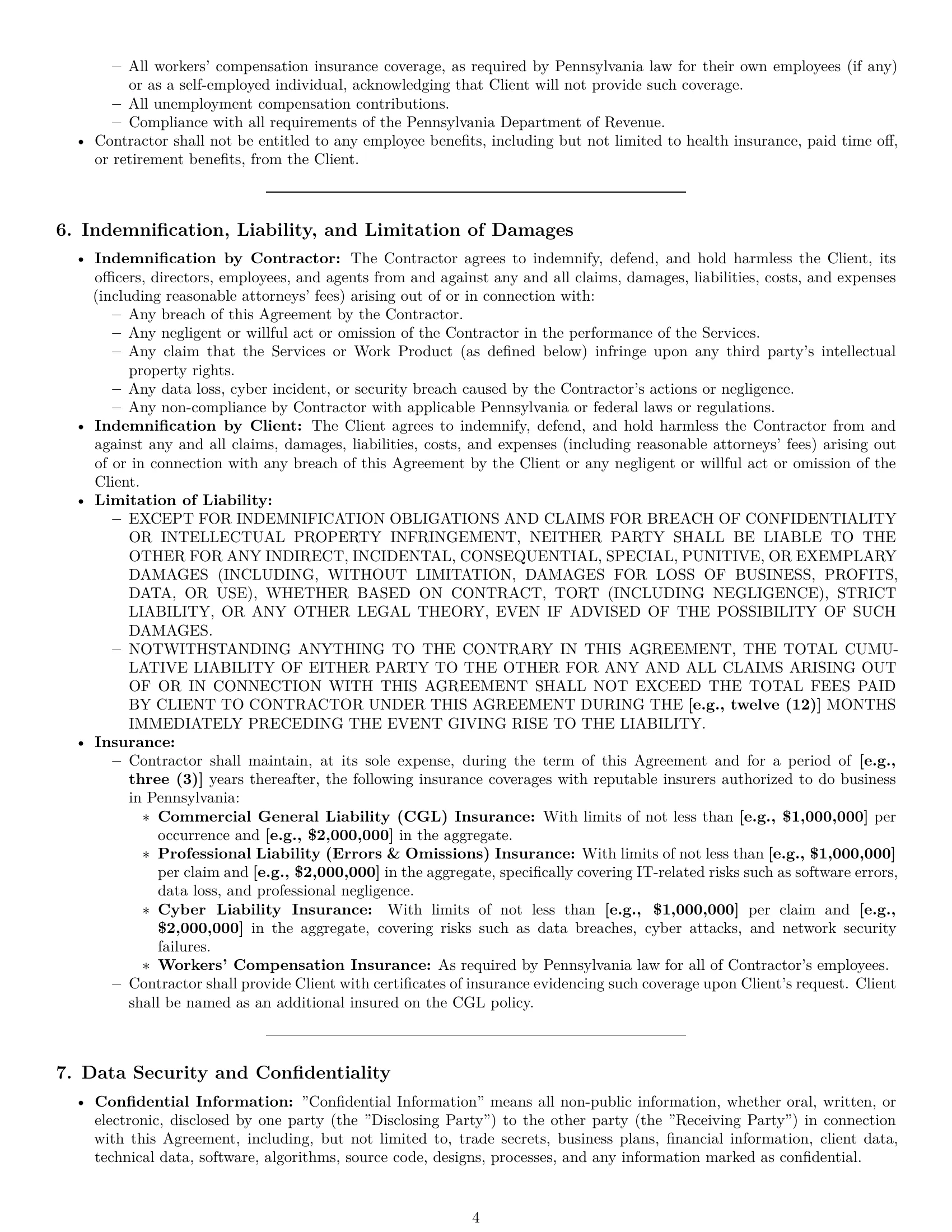 Preview page 4 of Pro Pennsylvania IT independent contractor agreement template